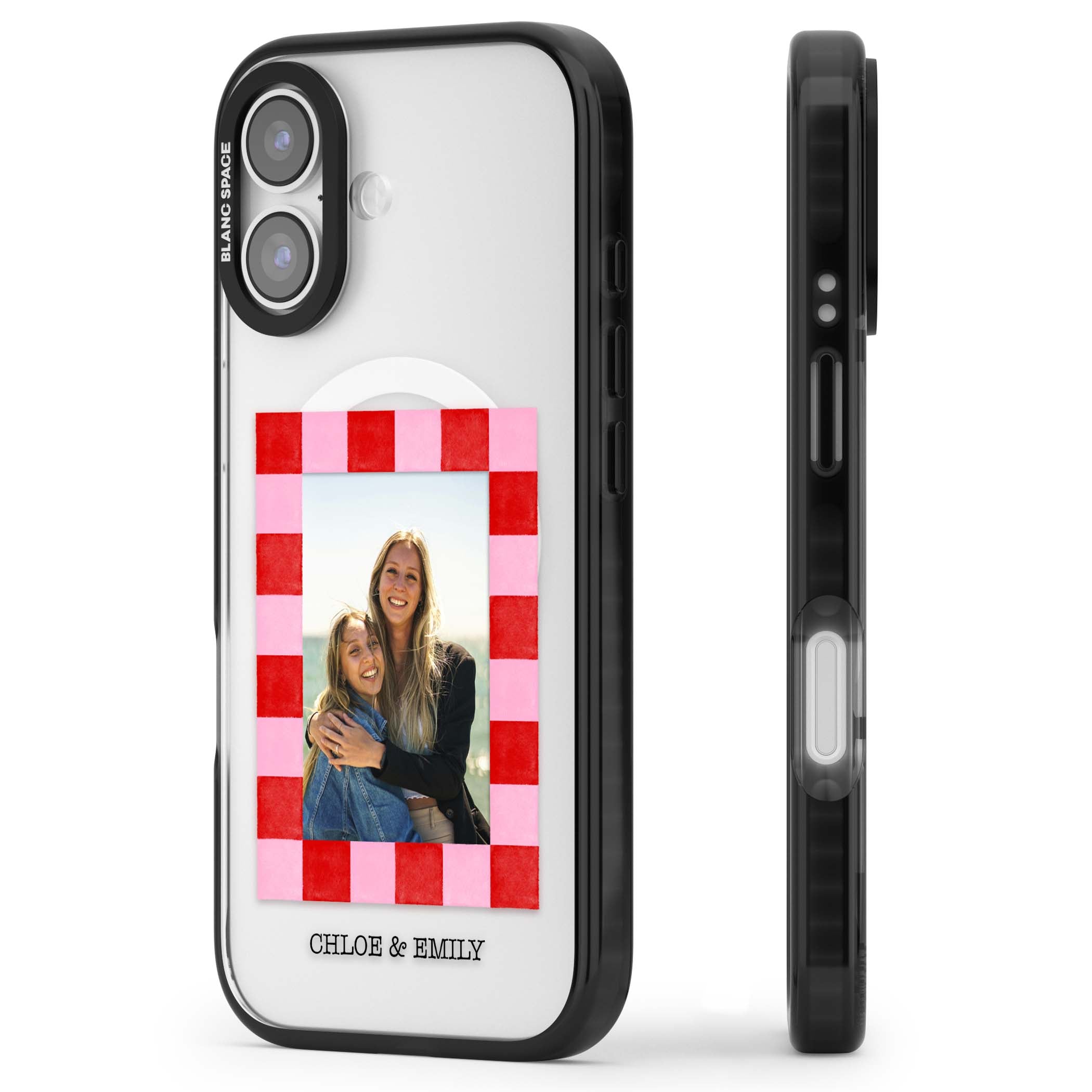 Bubblegum Check Photo for her iPhone case | Black Impact Magsafe case for iPhone 17