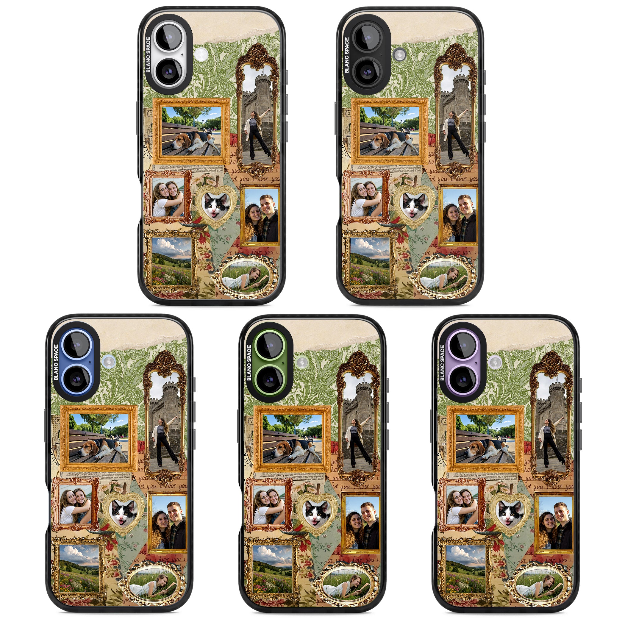 Personalised Vintage Frame Collage iPhone 17 Impact Pro Black Phone Case APT Impact Protection