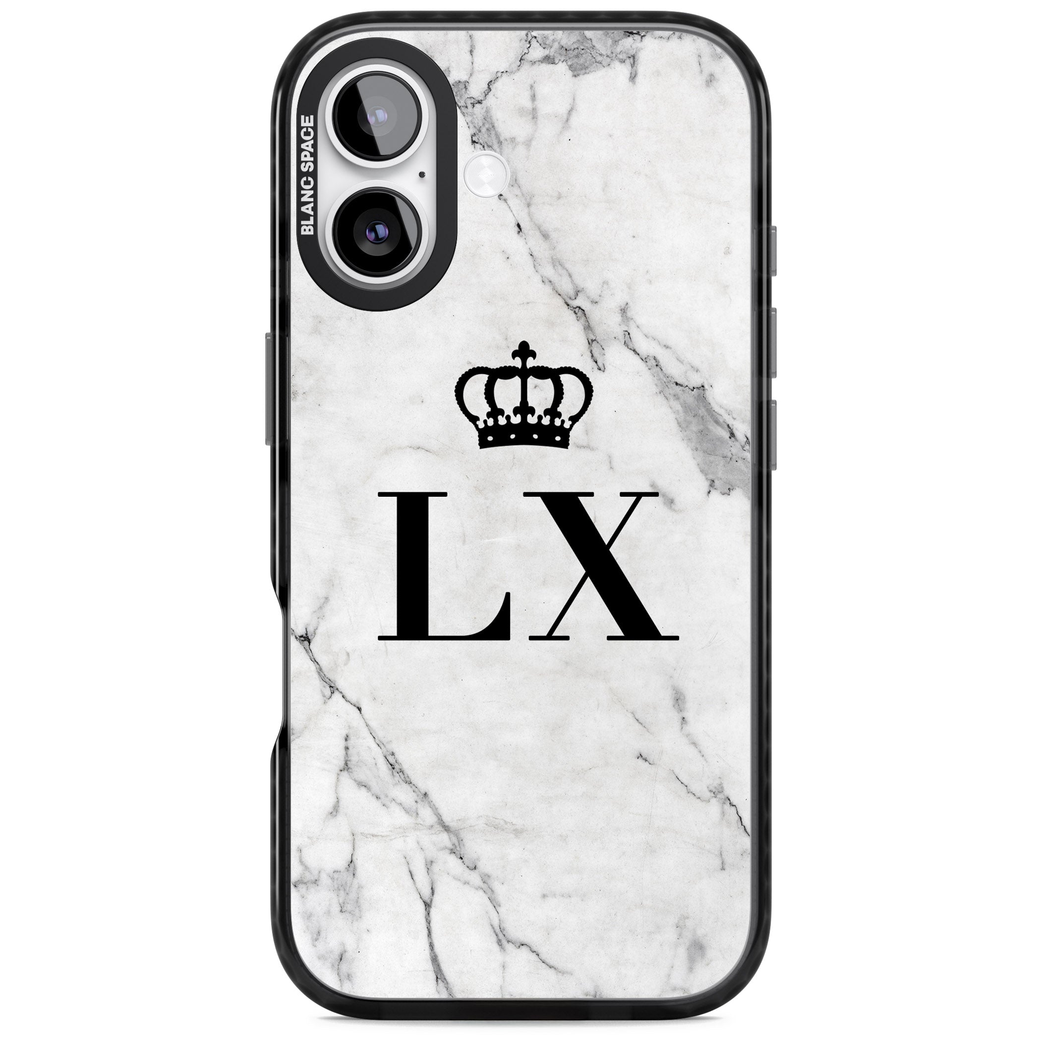 Personalised Initial Crown Marble iPhone 17 Impact Pro Black Phone Case