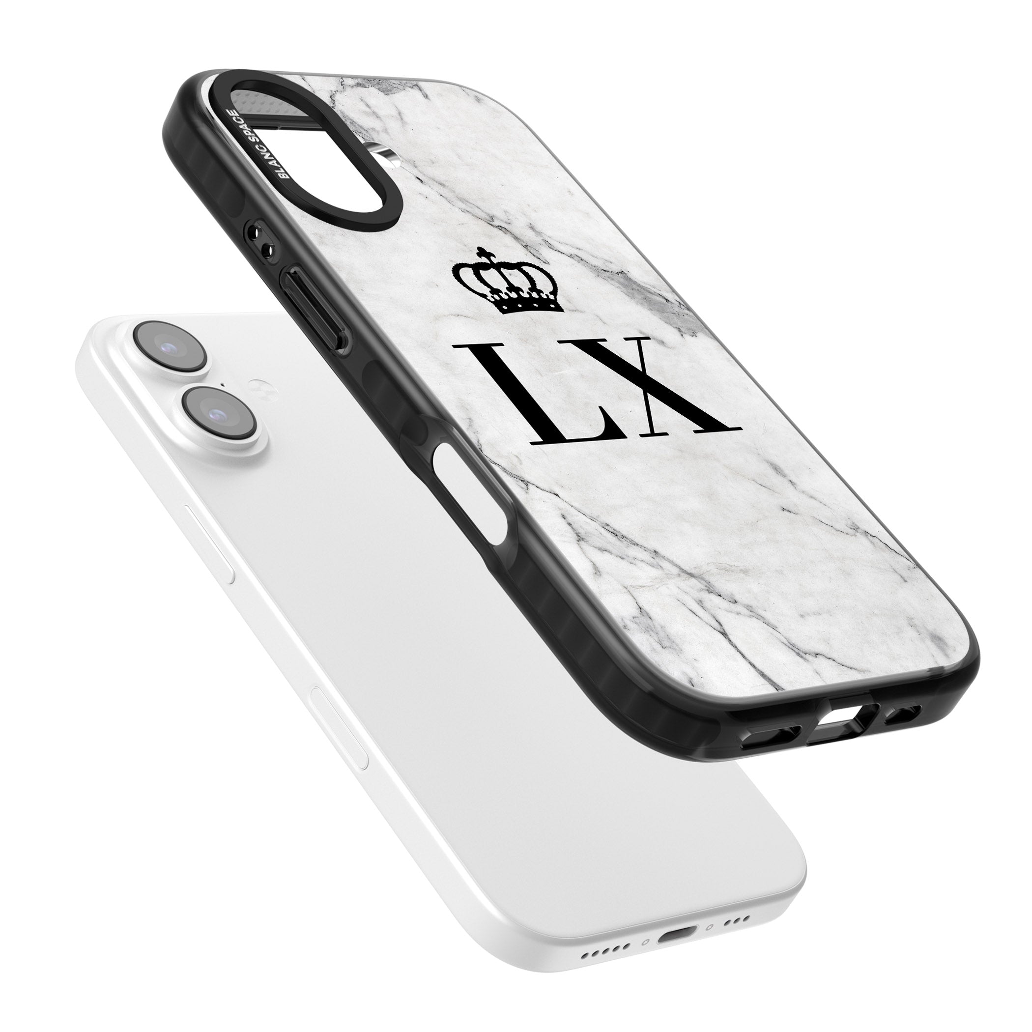 Personalised Initial Crown Marble iPhone 17 Impact Pro Black Phone Case Colours