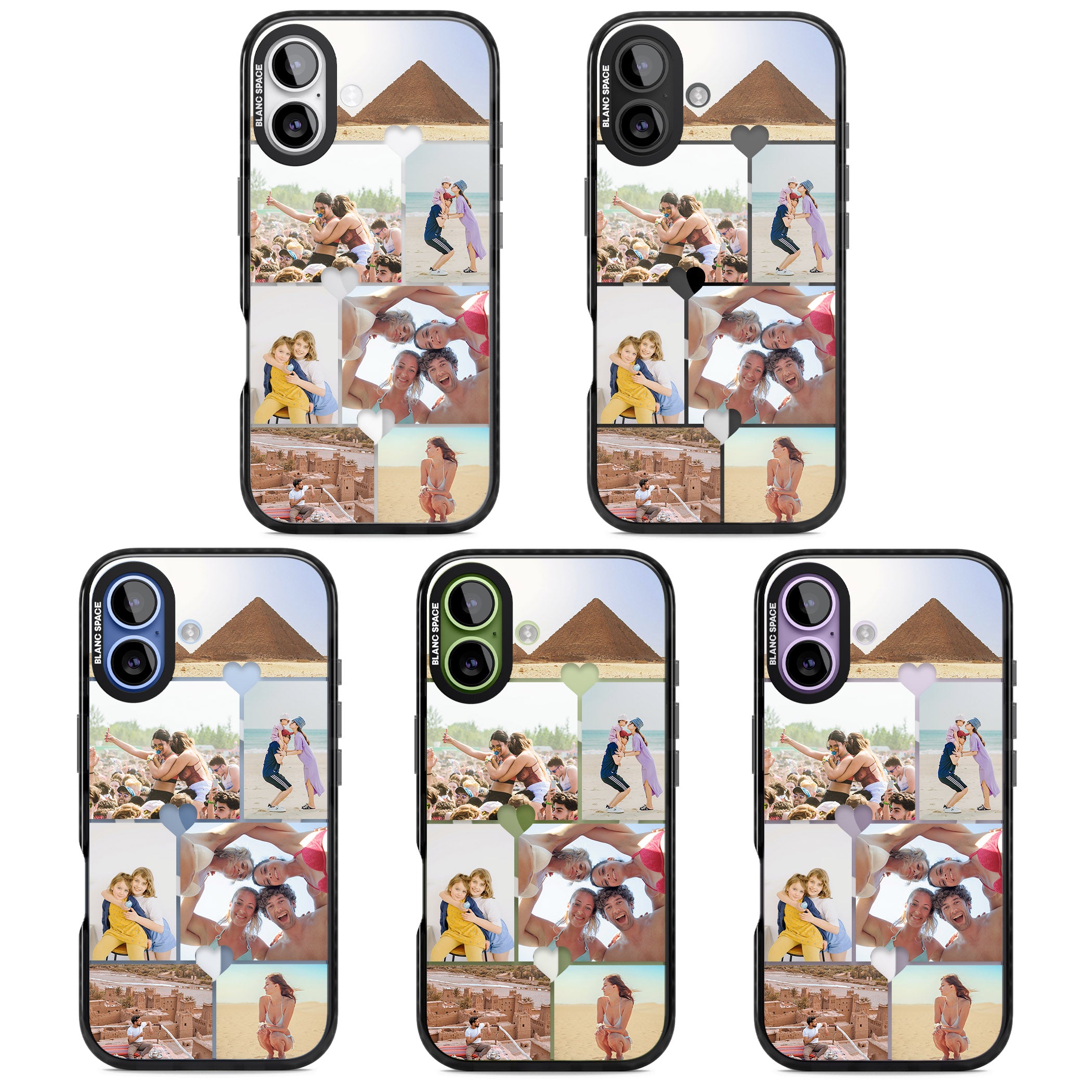 Personalised Heart Photo Grid iPhone 17 Impact Pro Black Phone Case APT Impact Protection