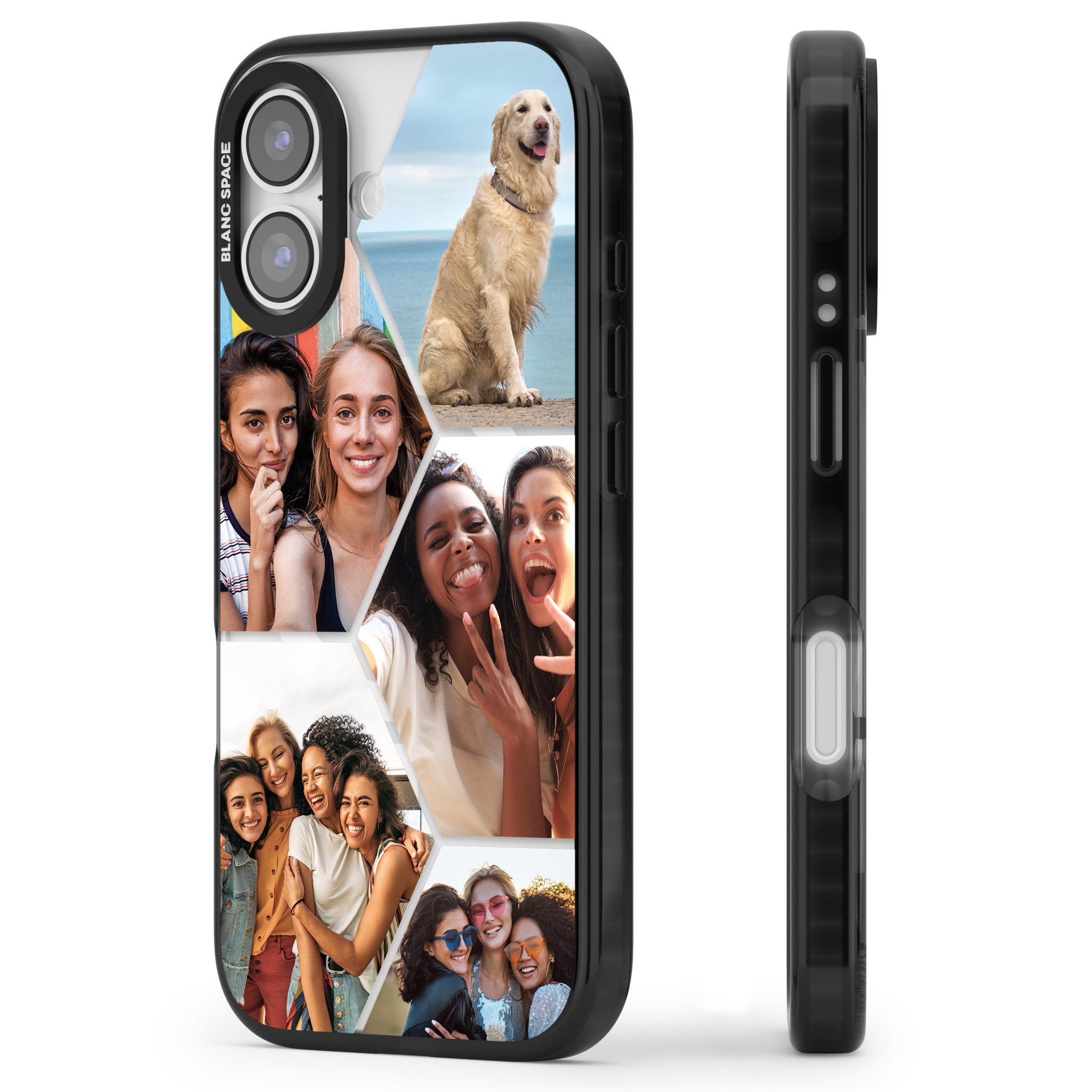 Personalised Beehive Photo Grid iPhone 17 Impact Pro Black Phone Case Side Profile