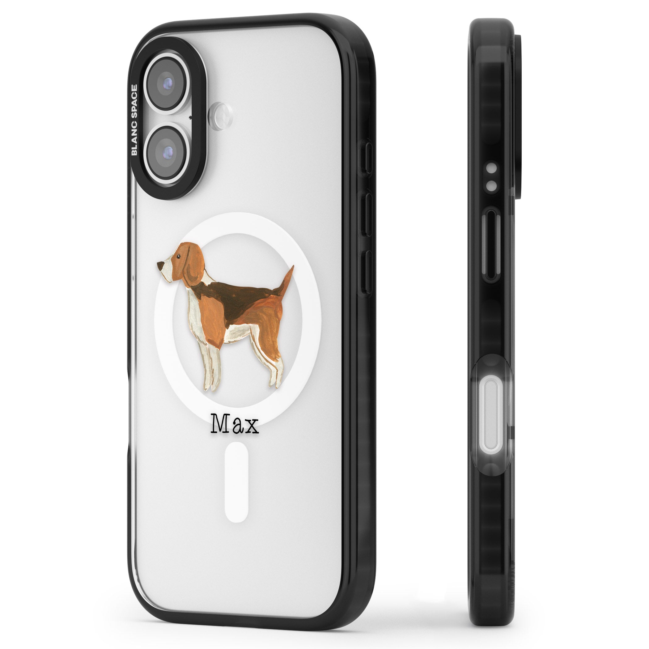 Personalised Beagle iPhone 17 Impact Pro Black Phone Case Side Profile