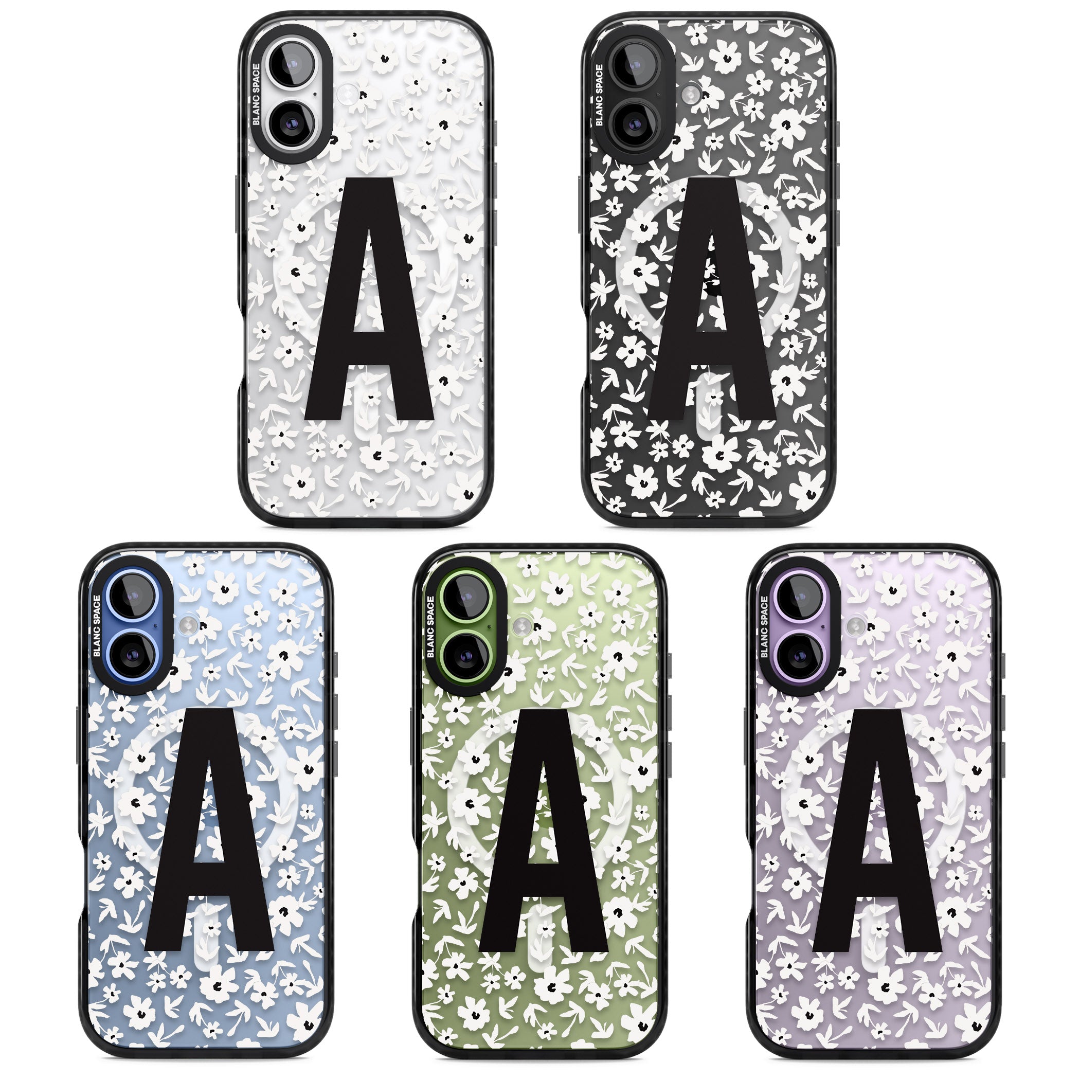 Personalised Bold Initial Floral iPhone 17 Impact Pro Black Phone Case APT Impact Protection