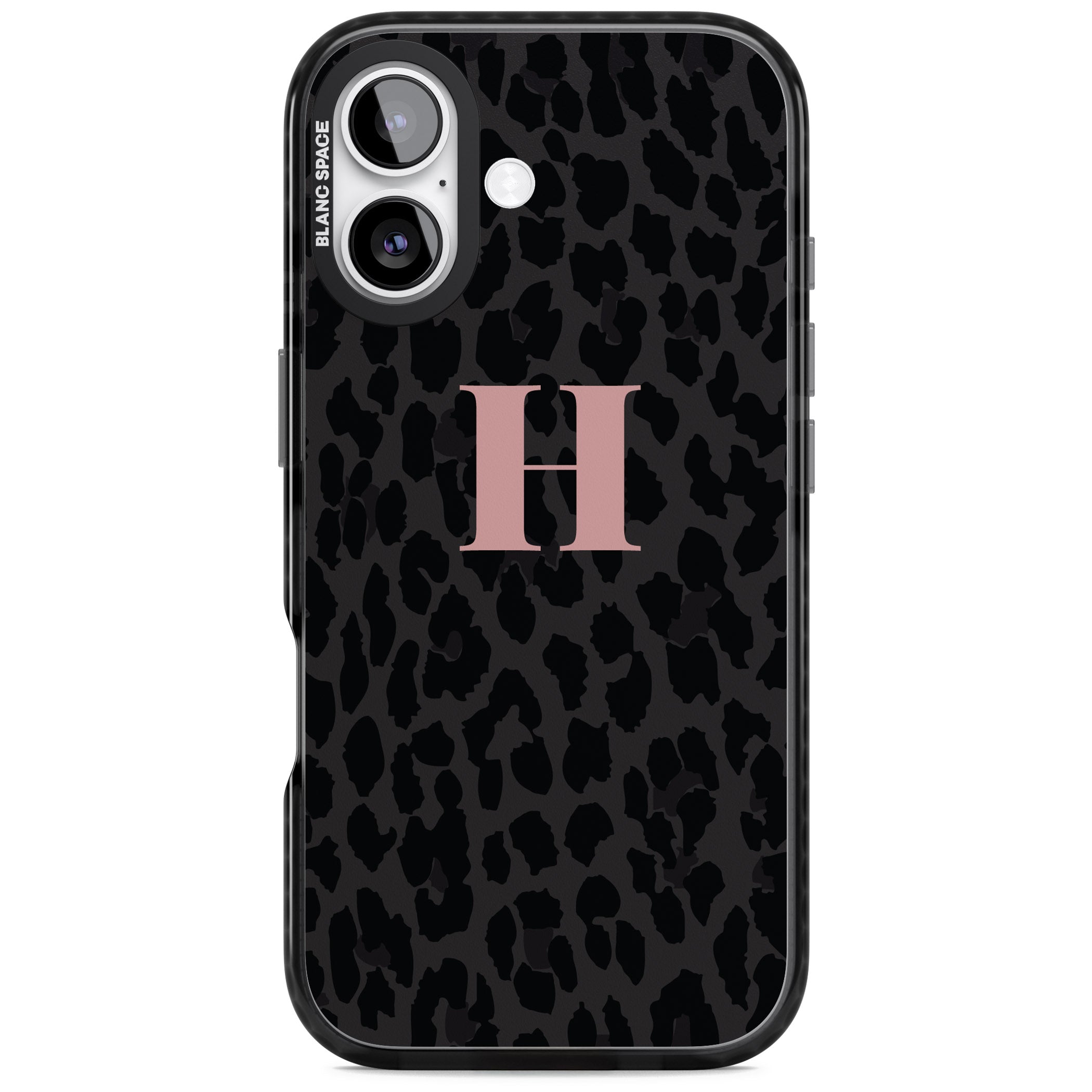Personalised Pink Leopard Monogram iPhone 17 Impact Pro Black Phone Case