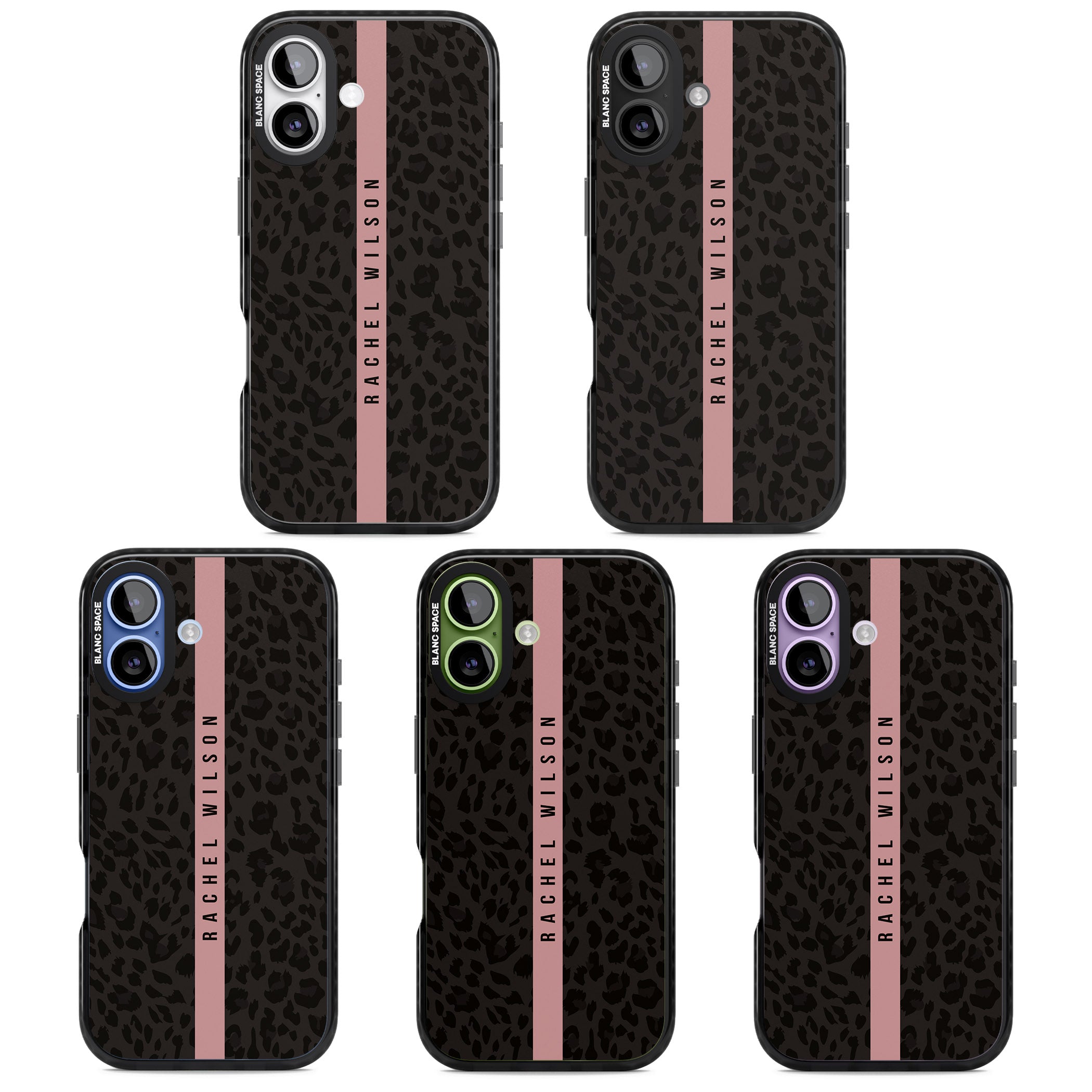 Personalised Pink Stripe Leopard iPhone 17 Impact Pro Black Phone Case APT Impact Protection