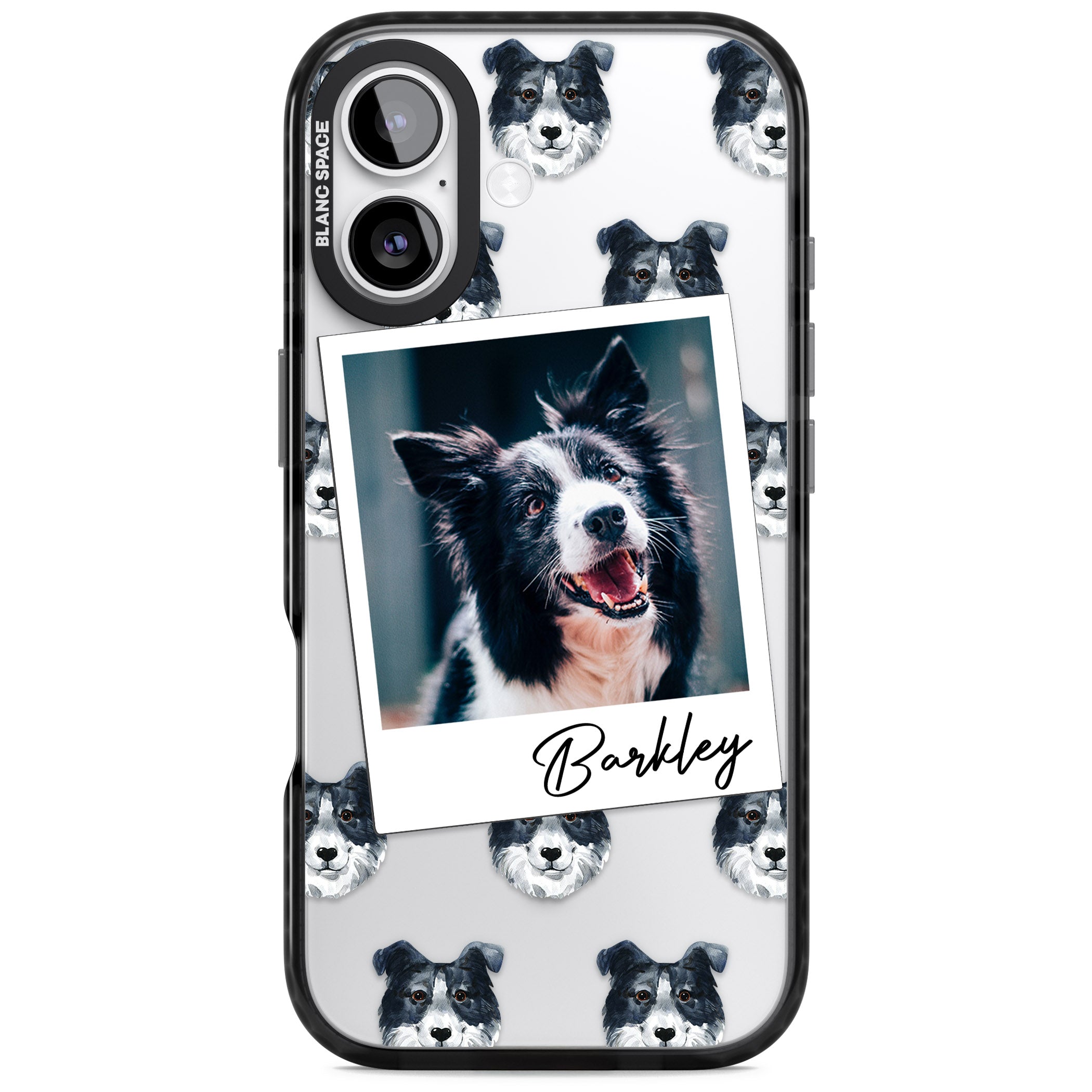 Personalised Border Collie Instant Camera Photo iPhone 17 Impact Pro Black Phone Case