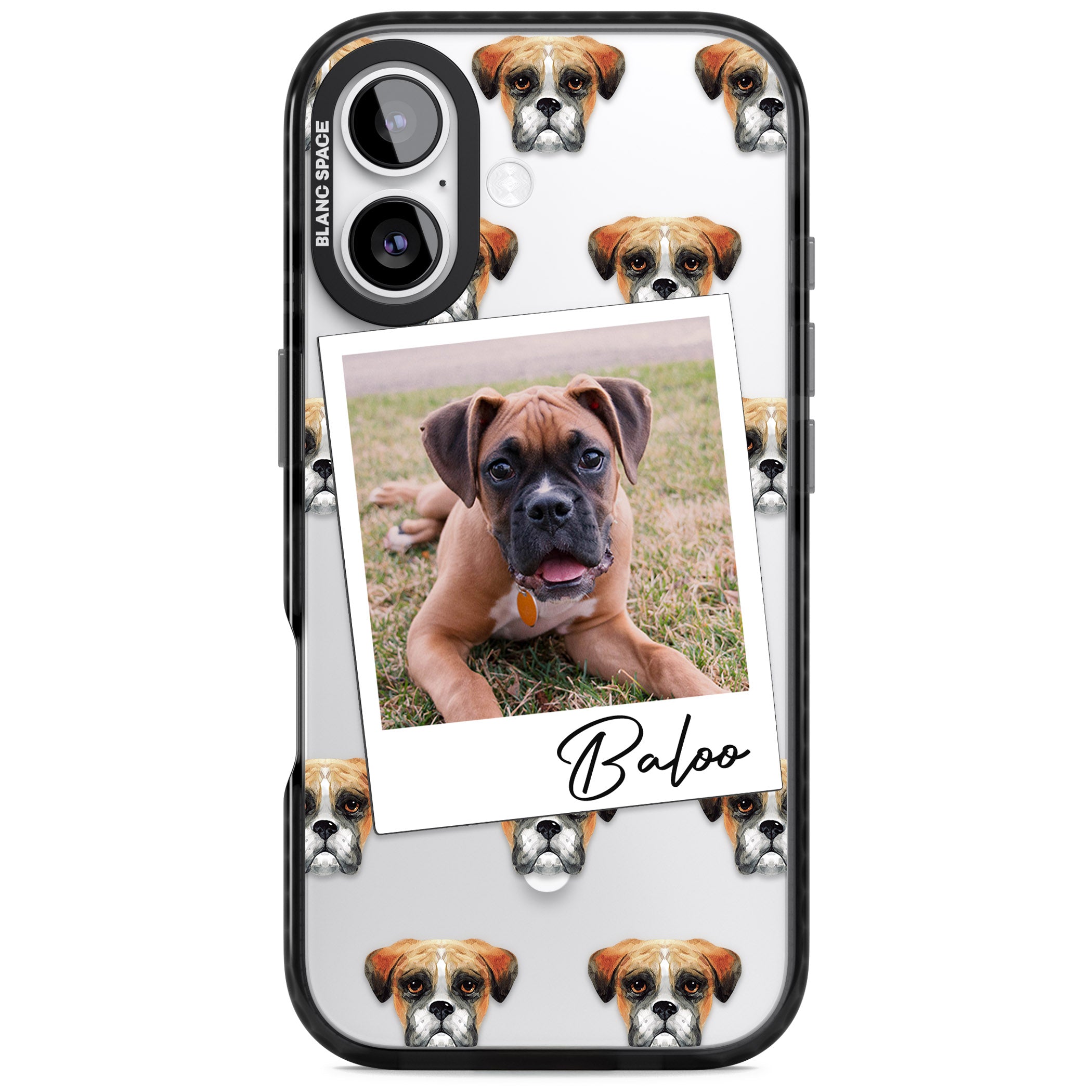 Personalised Boxer Instant Camera Photo iPhone 17 Impact Pro Black Phone Case