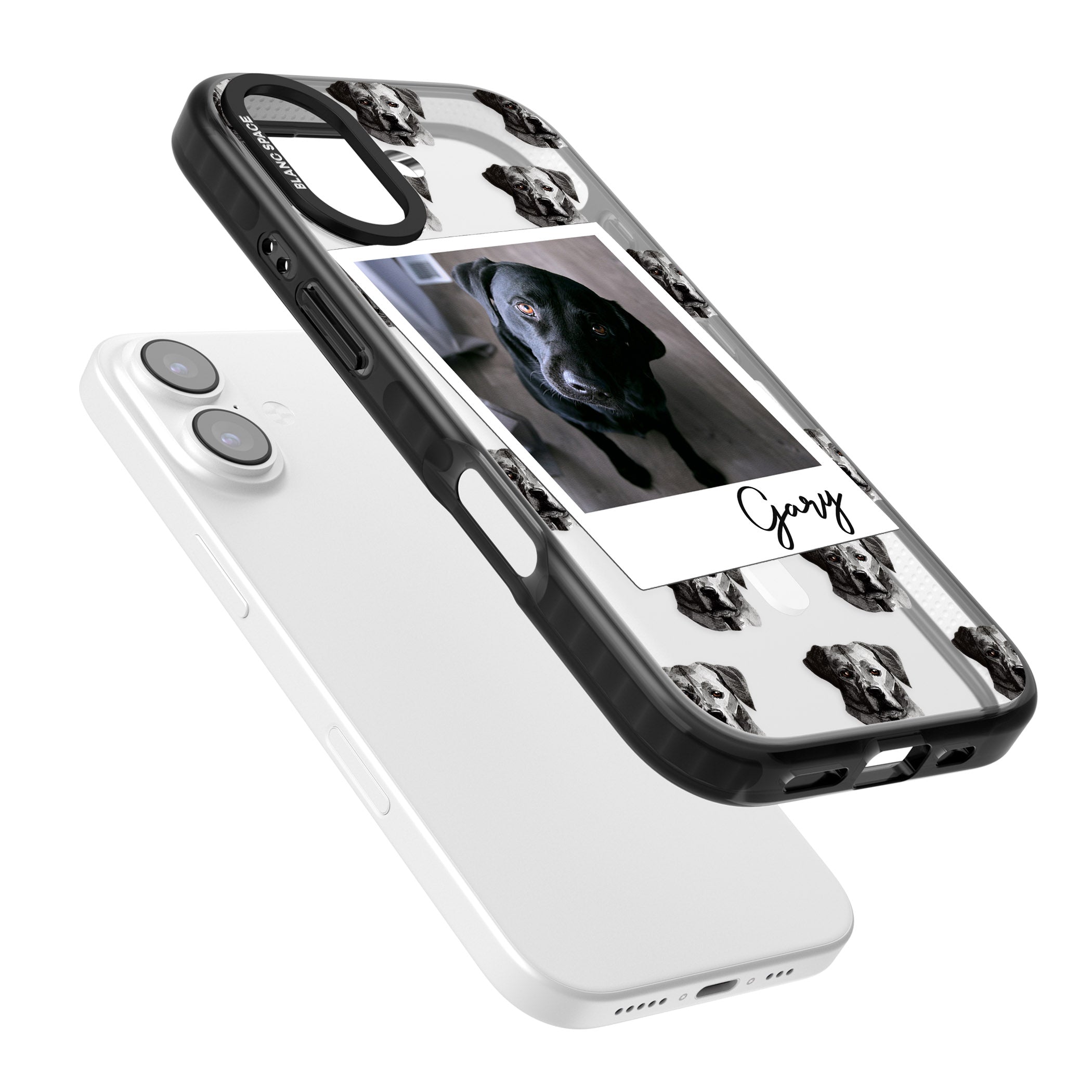 Personalised Black Labrador Instant Camera Photo iPhone 17 Impact Pro Black Phone Case Colours