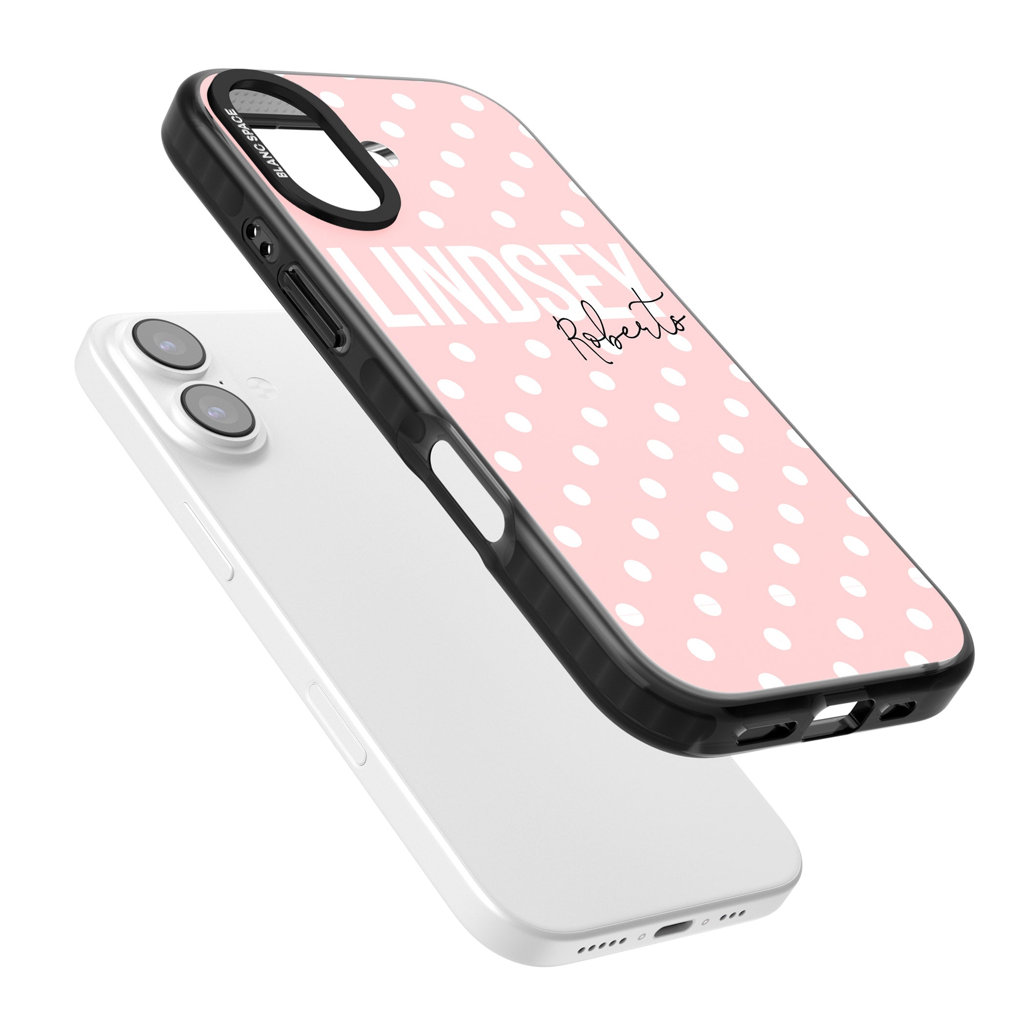 Personalised Pink Polka iPhone 17 Impact Pro Black Phone Case Colours