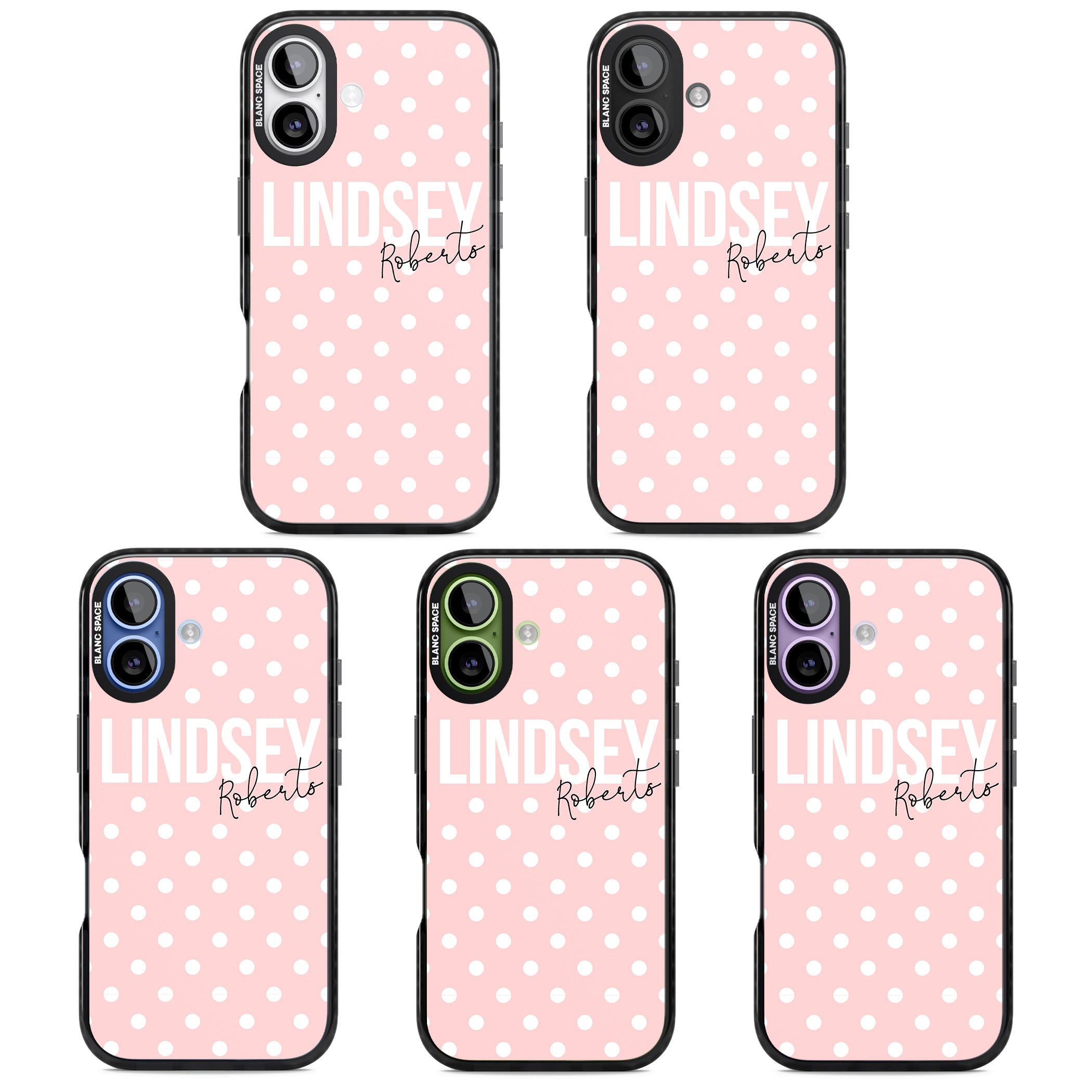Personalised Pink Polka iPhone 17 Impact Pro Black Phone Case APT Impact Protection