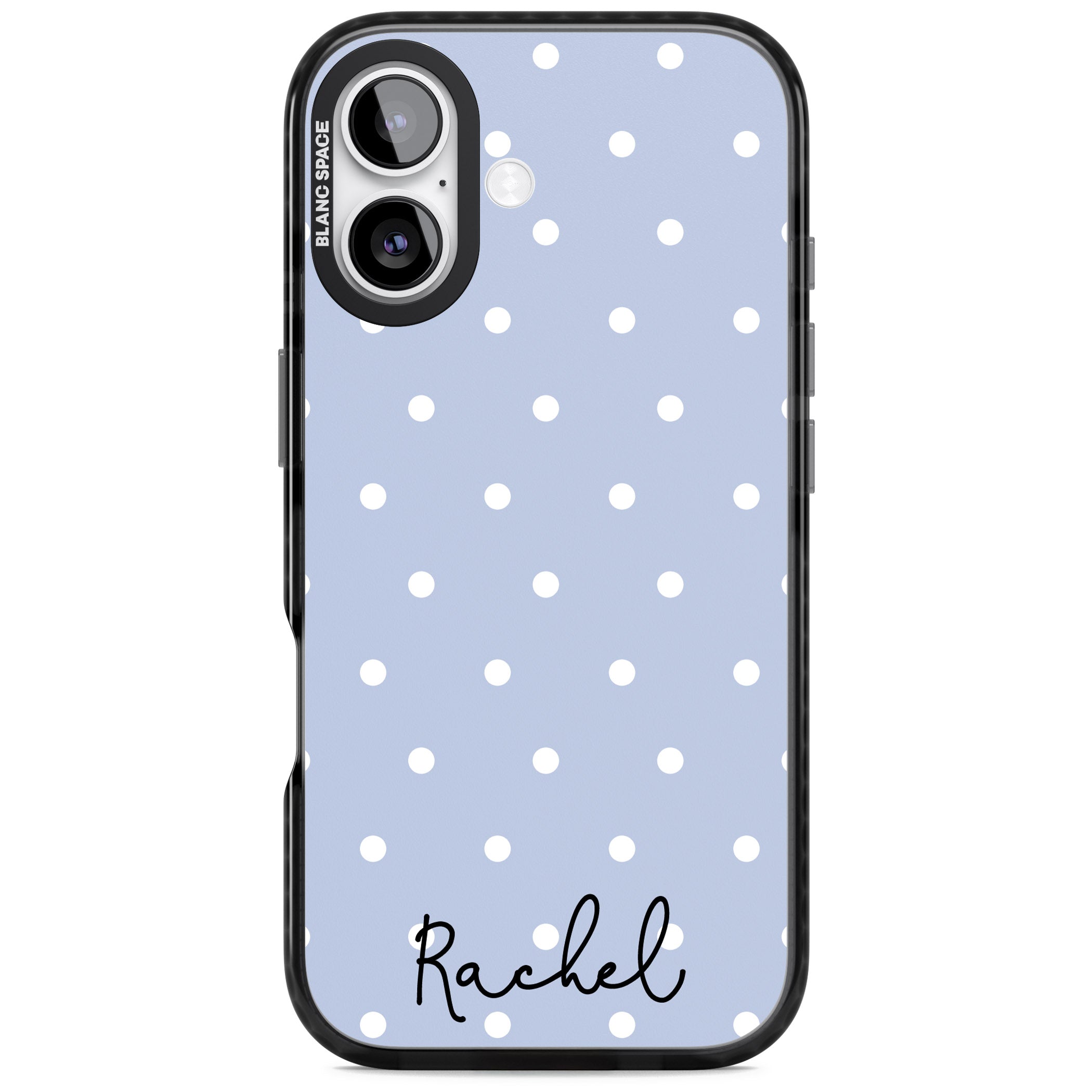Personalised Simple Light Blue Dots iPhone 17 Impact Pro Black Phone Case