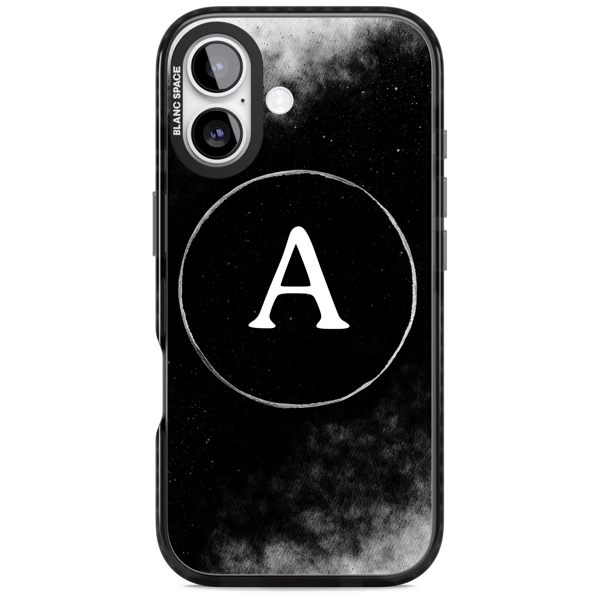 Personalised Monochrome Cosmic Monogram iPhone 17 Impact Pro Black Phone Case