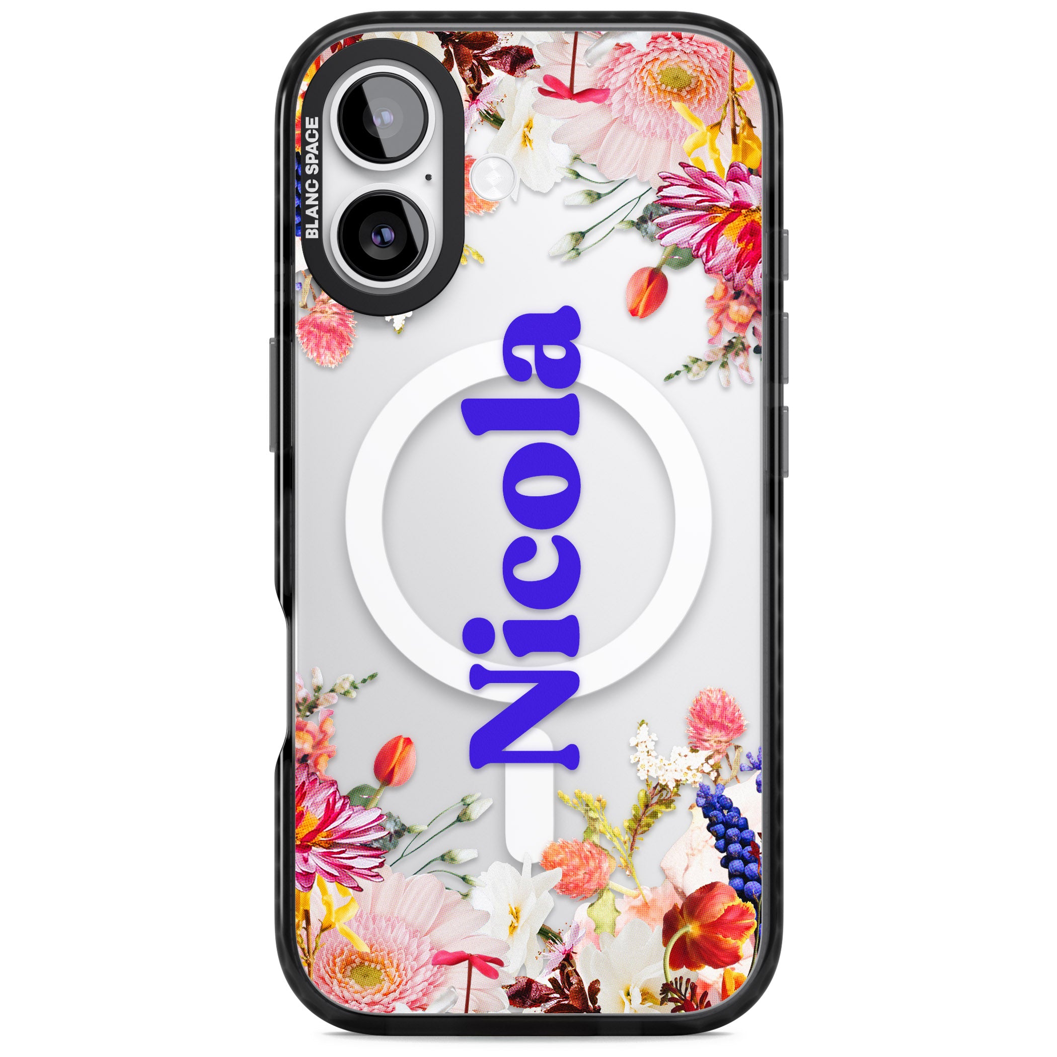 Personalised Floral Name iPhone 17 Impact Pro Black Phone Case