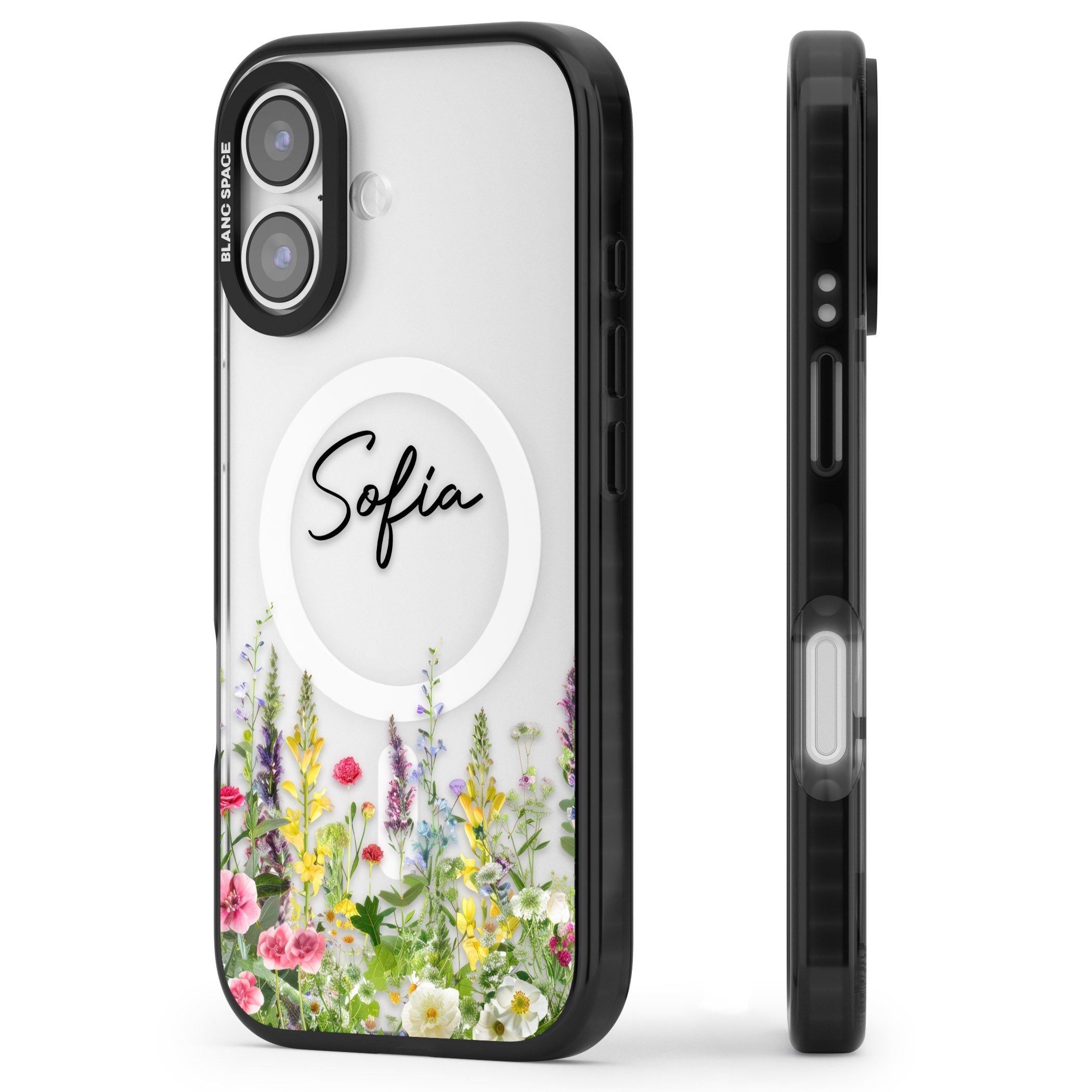 Personalised Garden Wildfowers iPhone 17 Impact Pro Black Phone Case Side Profile
