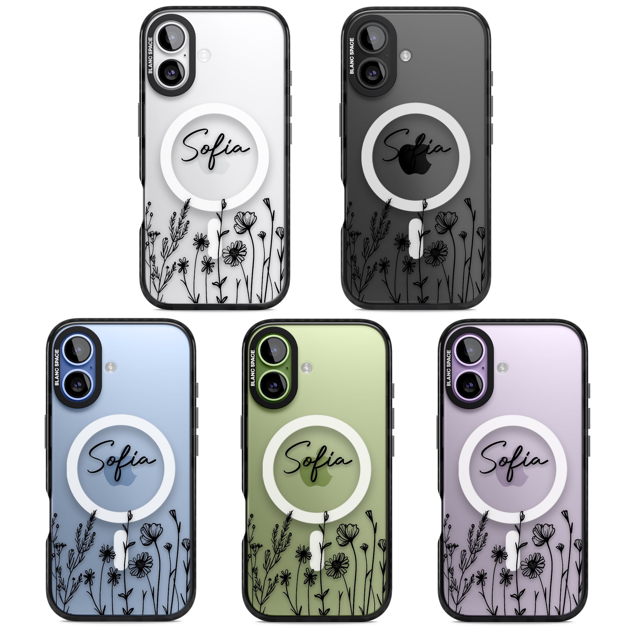 Personalised Black Wildflowers iPhone 17 Impact Pro Black Phone Case APT Impact Protection
