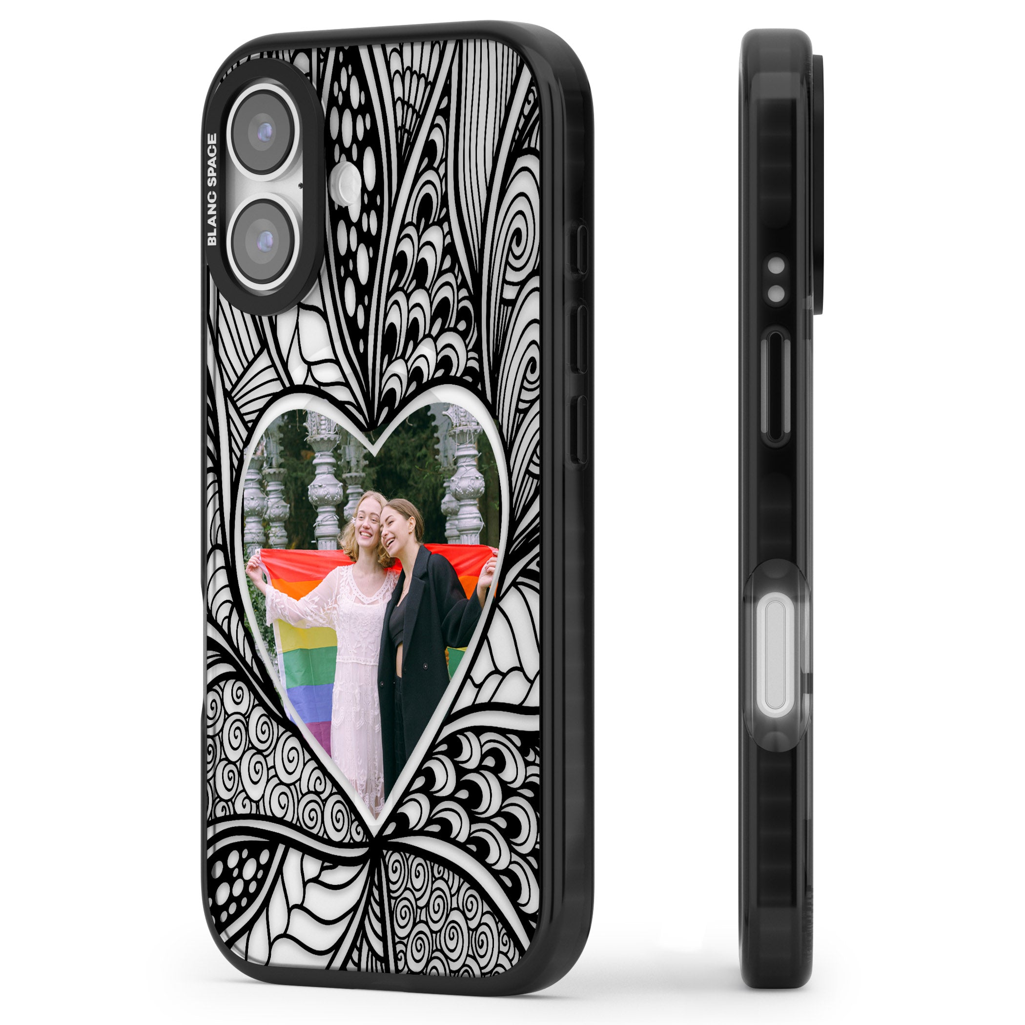 Personalised Henna Heart Photo Case iPhone 17 Impact Pro Black Phone Case Side Profile