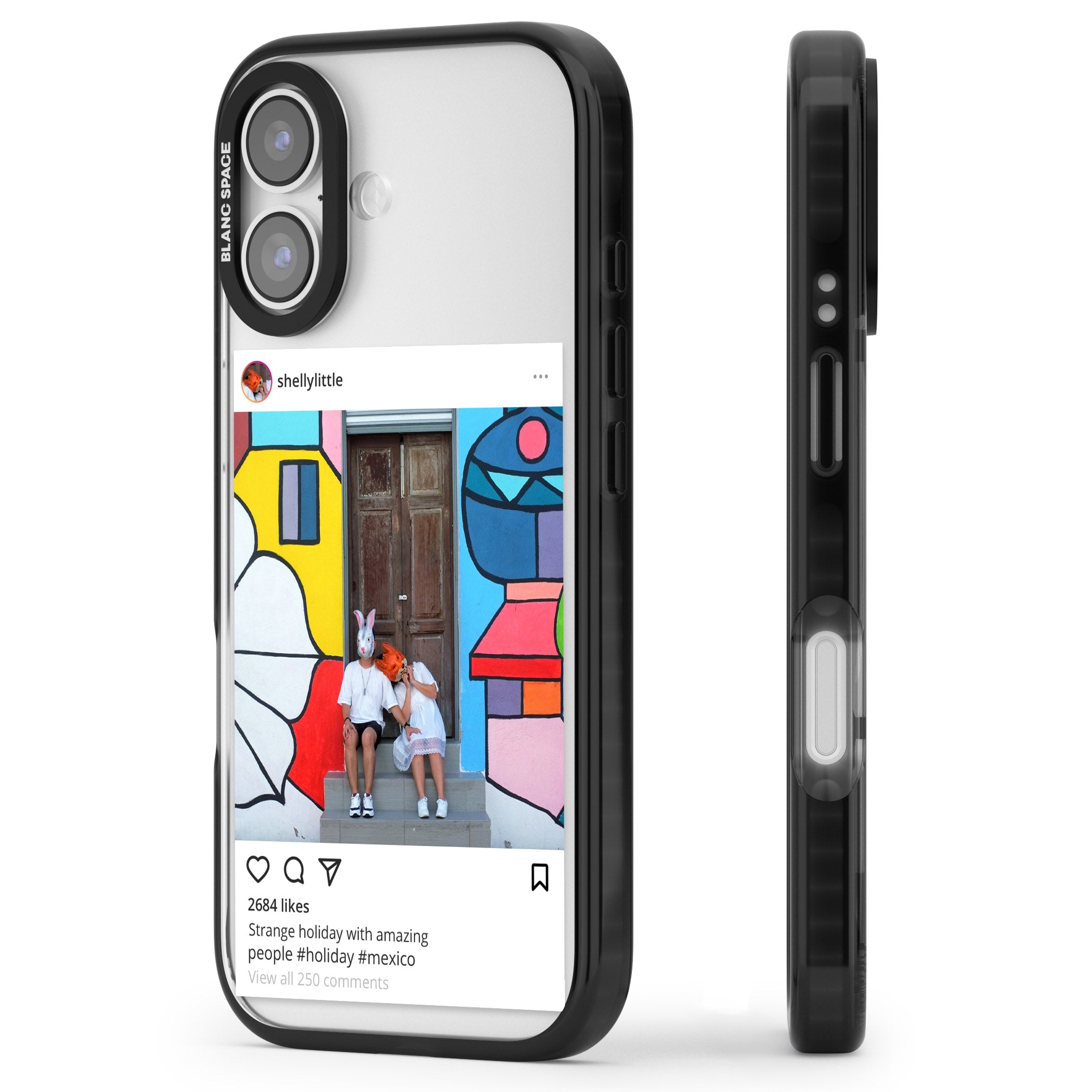 Personalised Instagram iPhone 17 Impact Pro Black Phone Case Side Profile