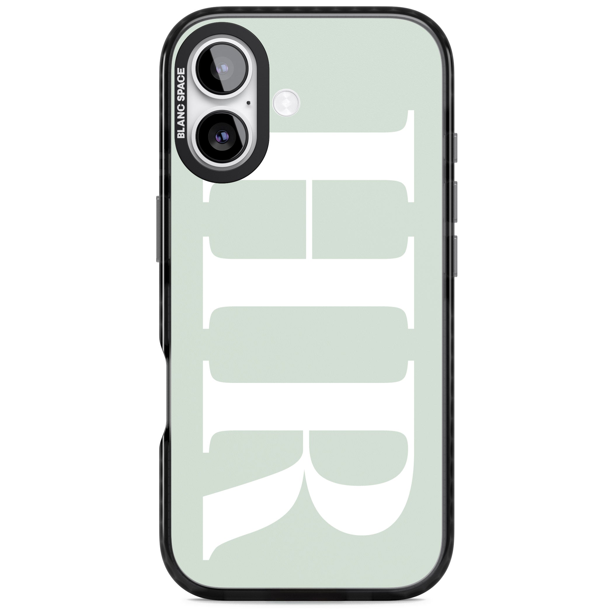 Personalised White & Seafoam Green Letters iPhone 17 Impact Pro Black Phone Case