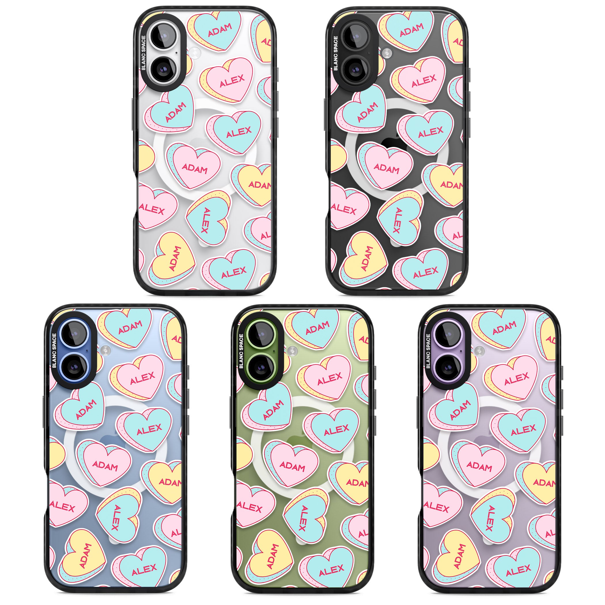Personalised Love Hearts iPhone 17 Impact Pro Black Phone Case APT Impact Protection