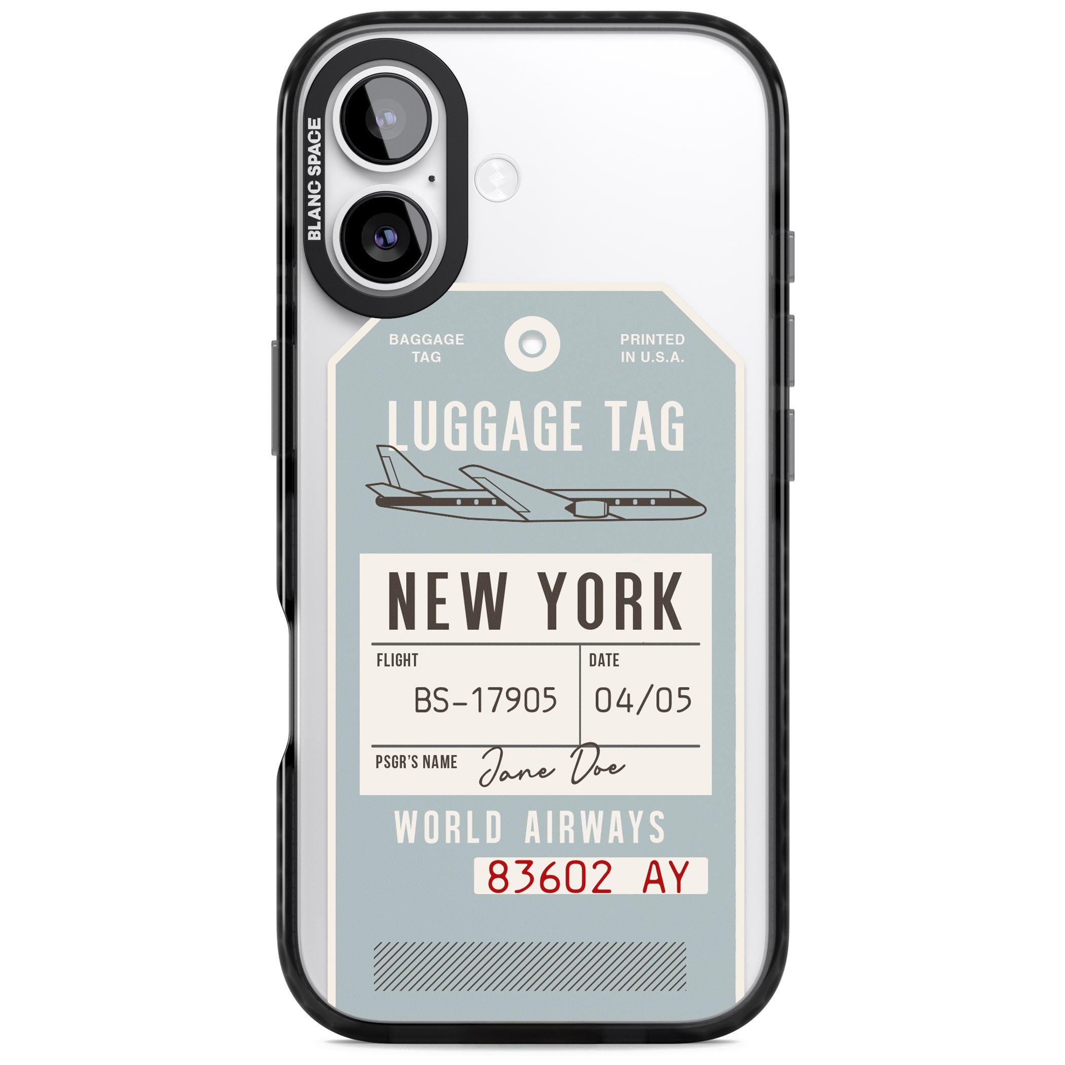 Personalised Vintage Usa Luggage Tag iPhone 17 Impact Pro Black Phone Case