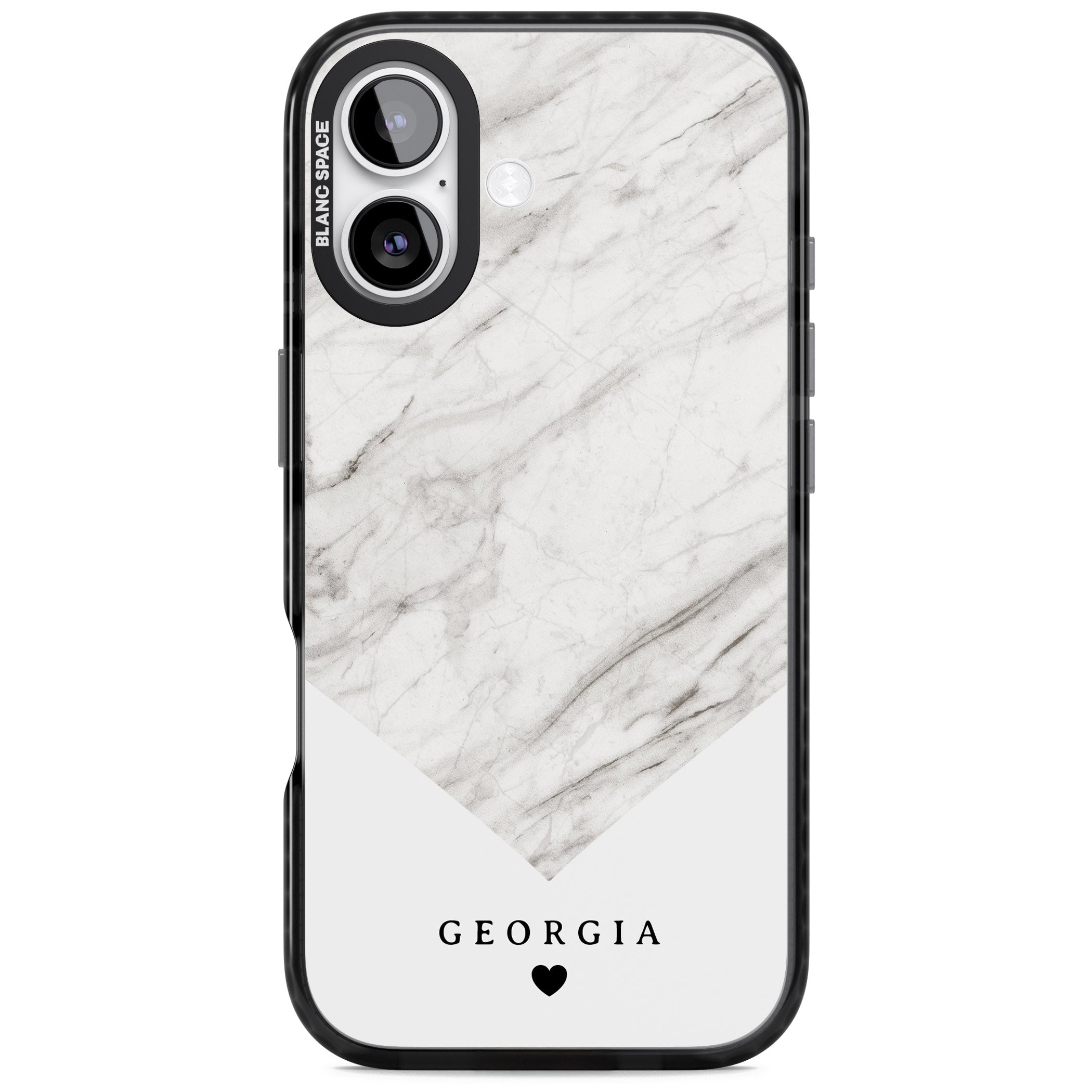 Personalised White Marble iPhone 17 Impact Pro Black Phone Case