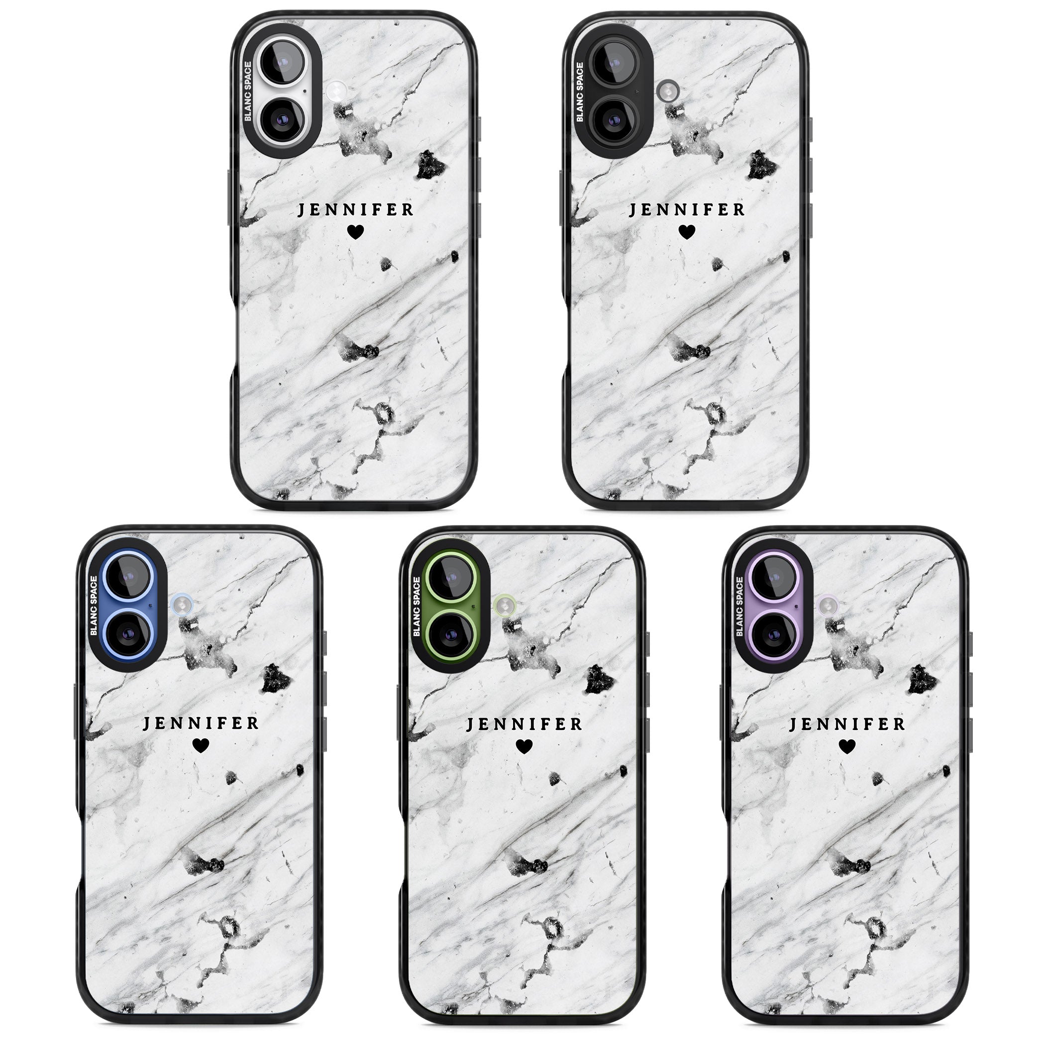 Personalised Marble Heart iPhone 17 Impact Pro Black Phone Case APT Impact Protection