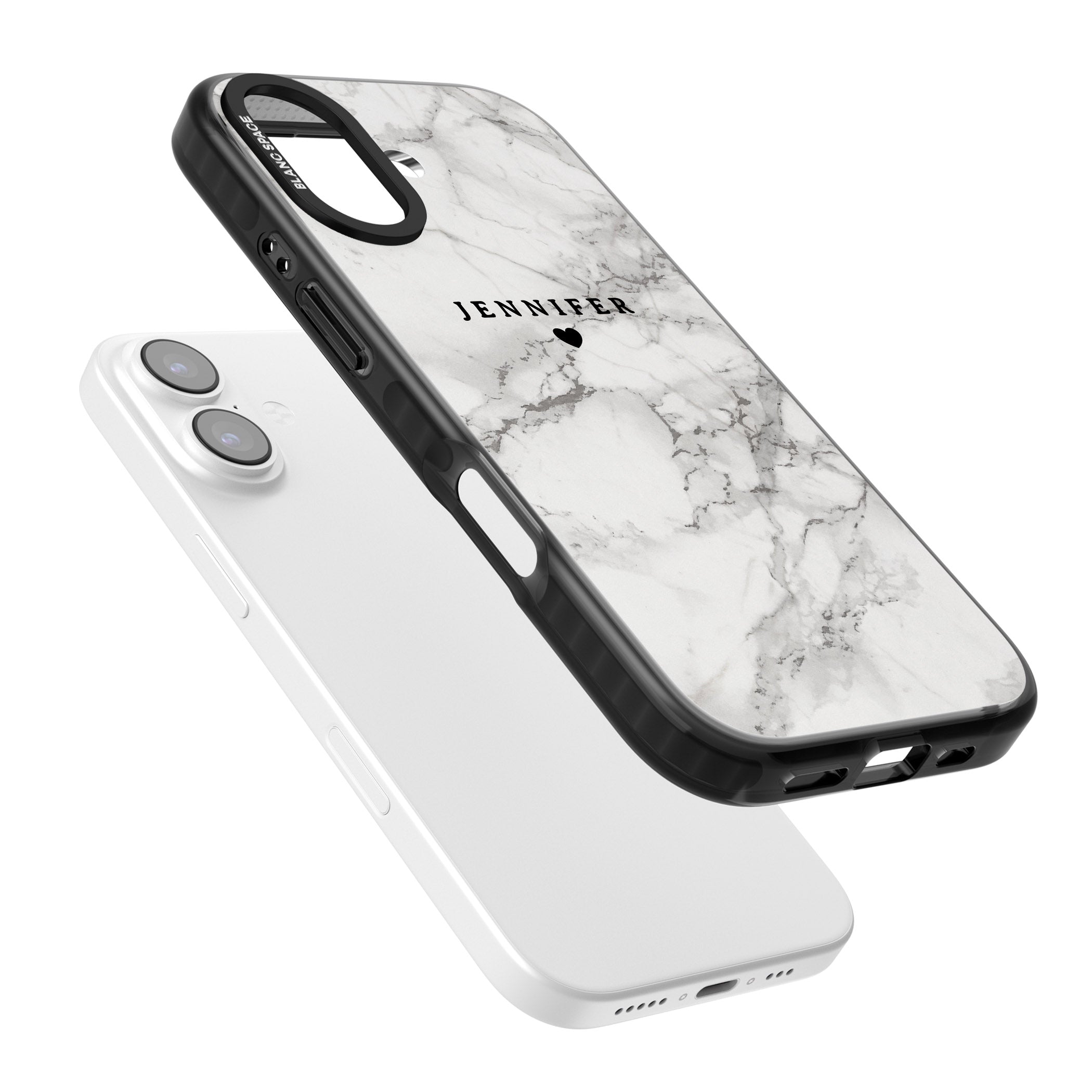 Personalised Classic Grey Marble iPhone 17 Impact Pro Black Phone Case Colours