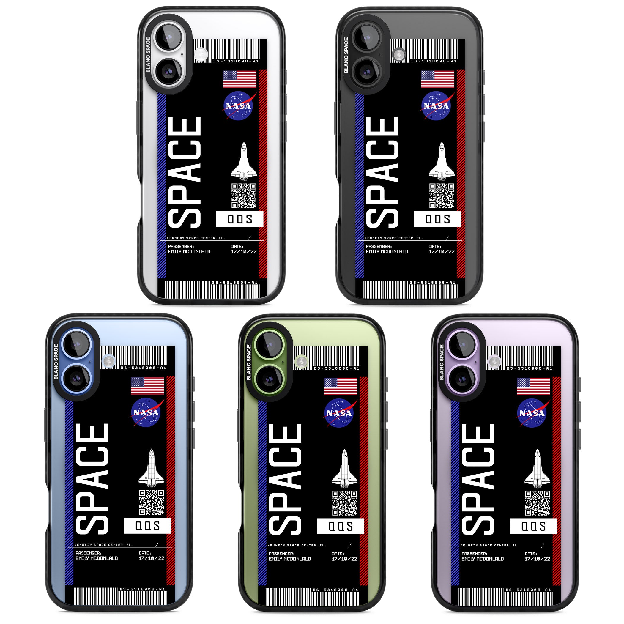 Personalised Nasa Boarding Pass (Dark) iPhone 17 Impact Pro Black Phone Case APT Impact Protection