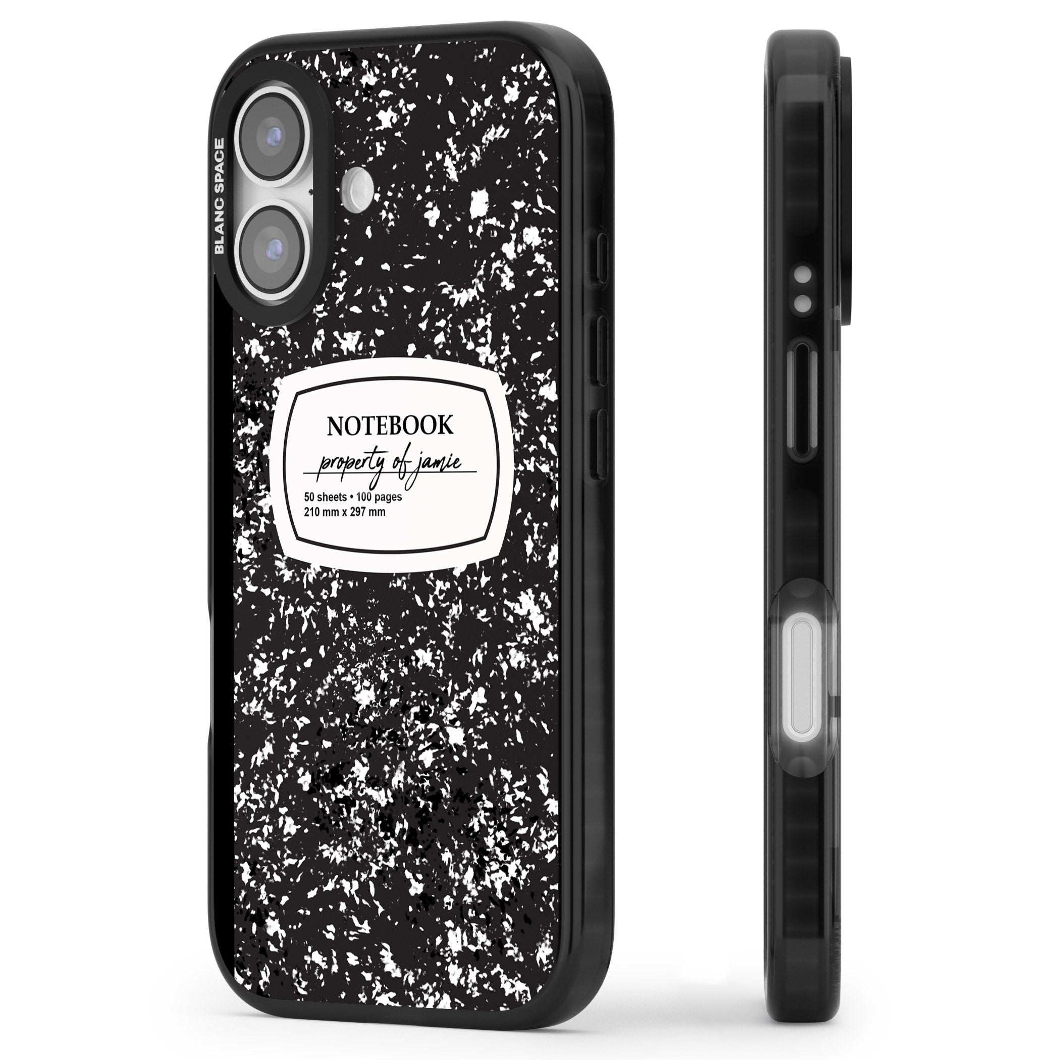 Personalised Classic Composition iPhone 17 Impact Pro Black Phone Case Side Profile