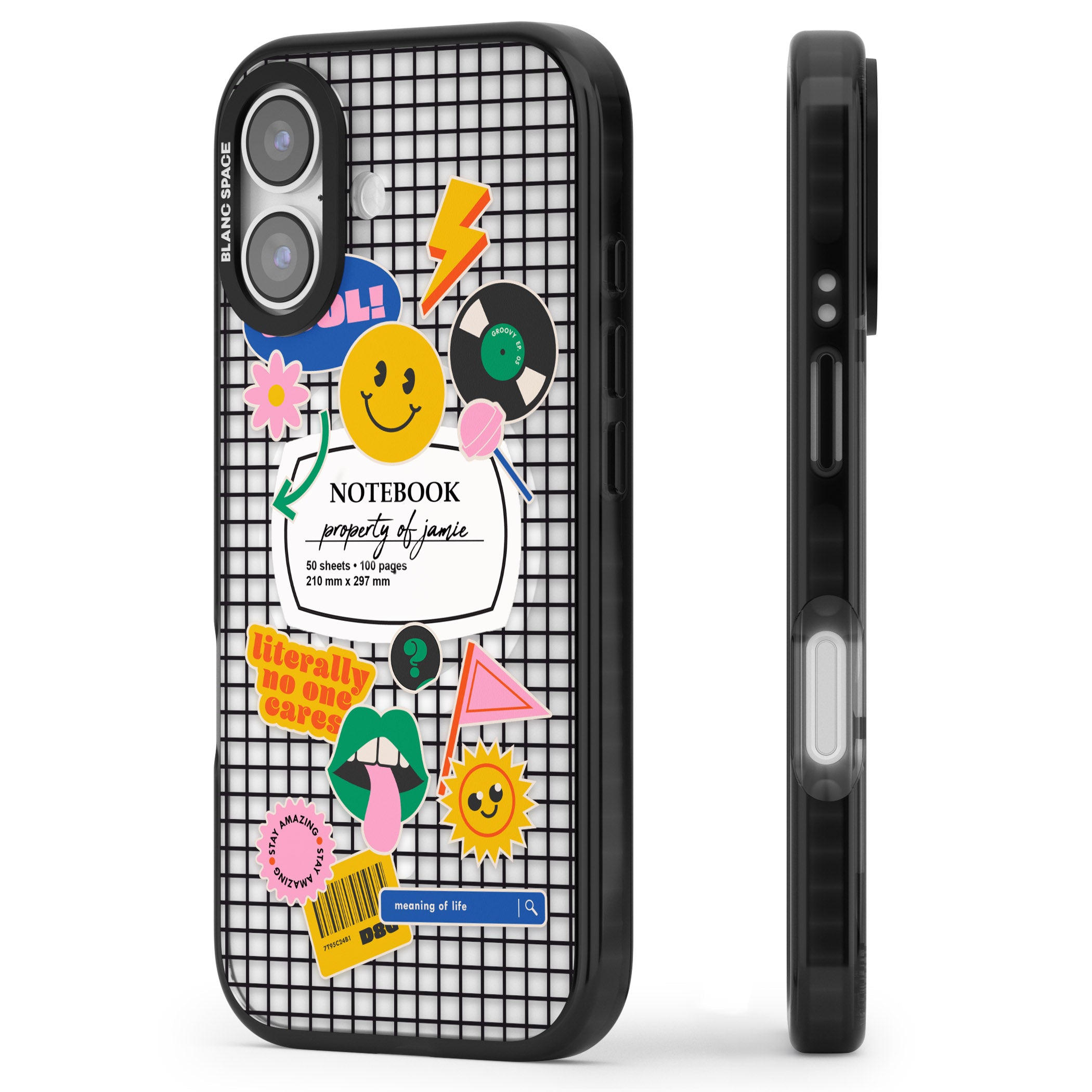 Personalised Sticker Mix Grid iPhone 17 Impact Pro Black Phone Case Side Profile
