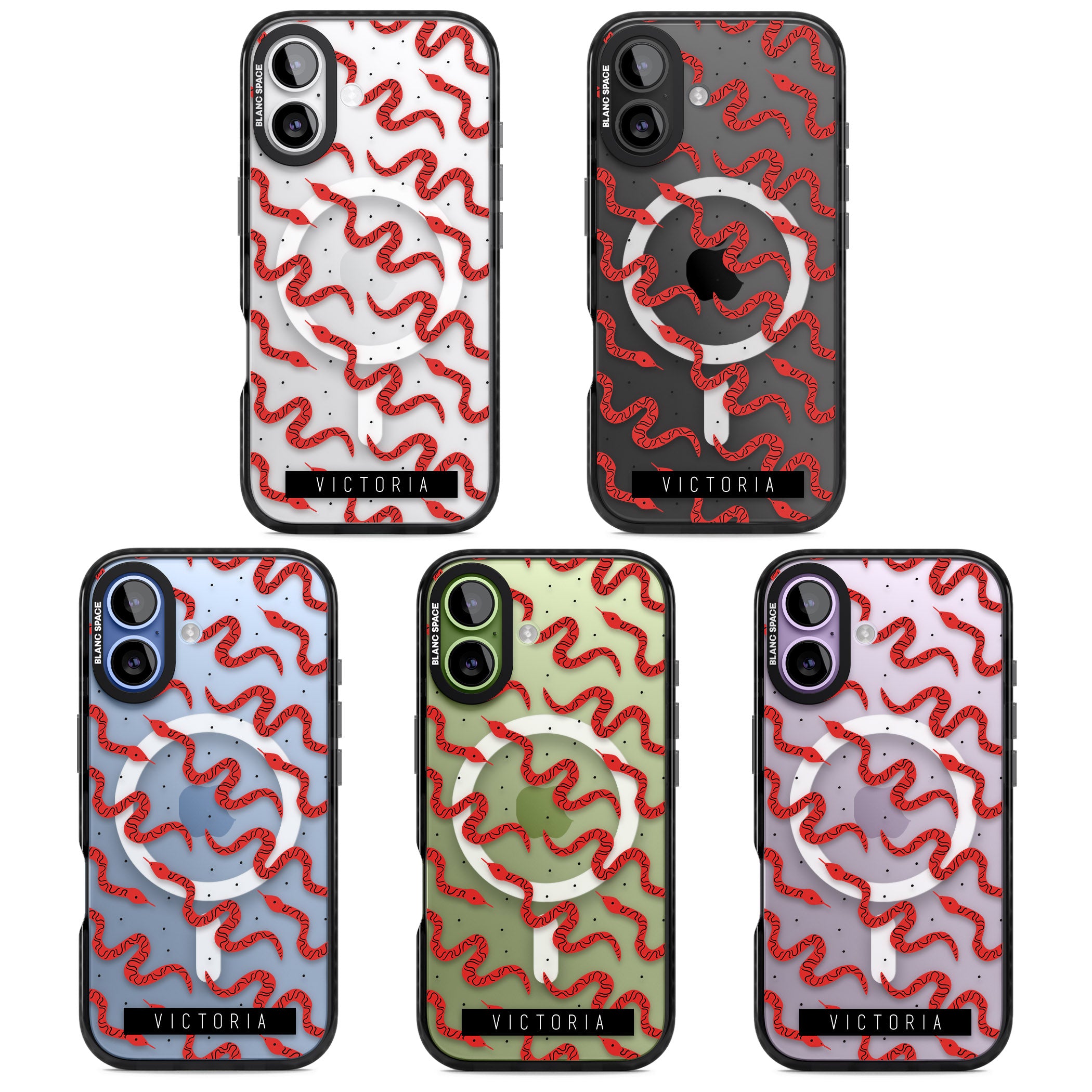 Personalised Red Snake Pattern iPhone 17 Impact Pro Black Phone Case APT Impact Protection
