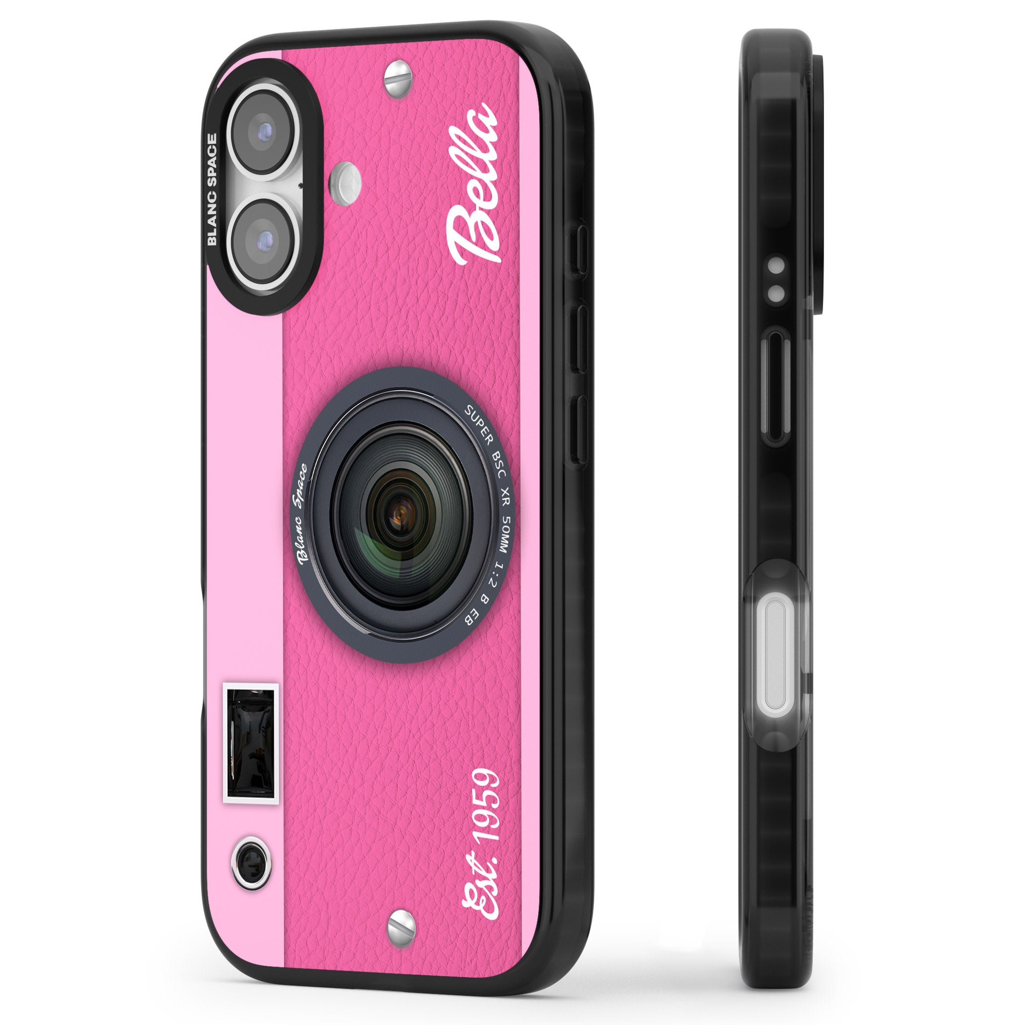 Personalised Pink Dream Camera iPhone 17 Impact Pro Black Phone Case Side Profile