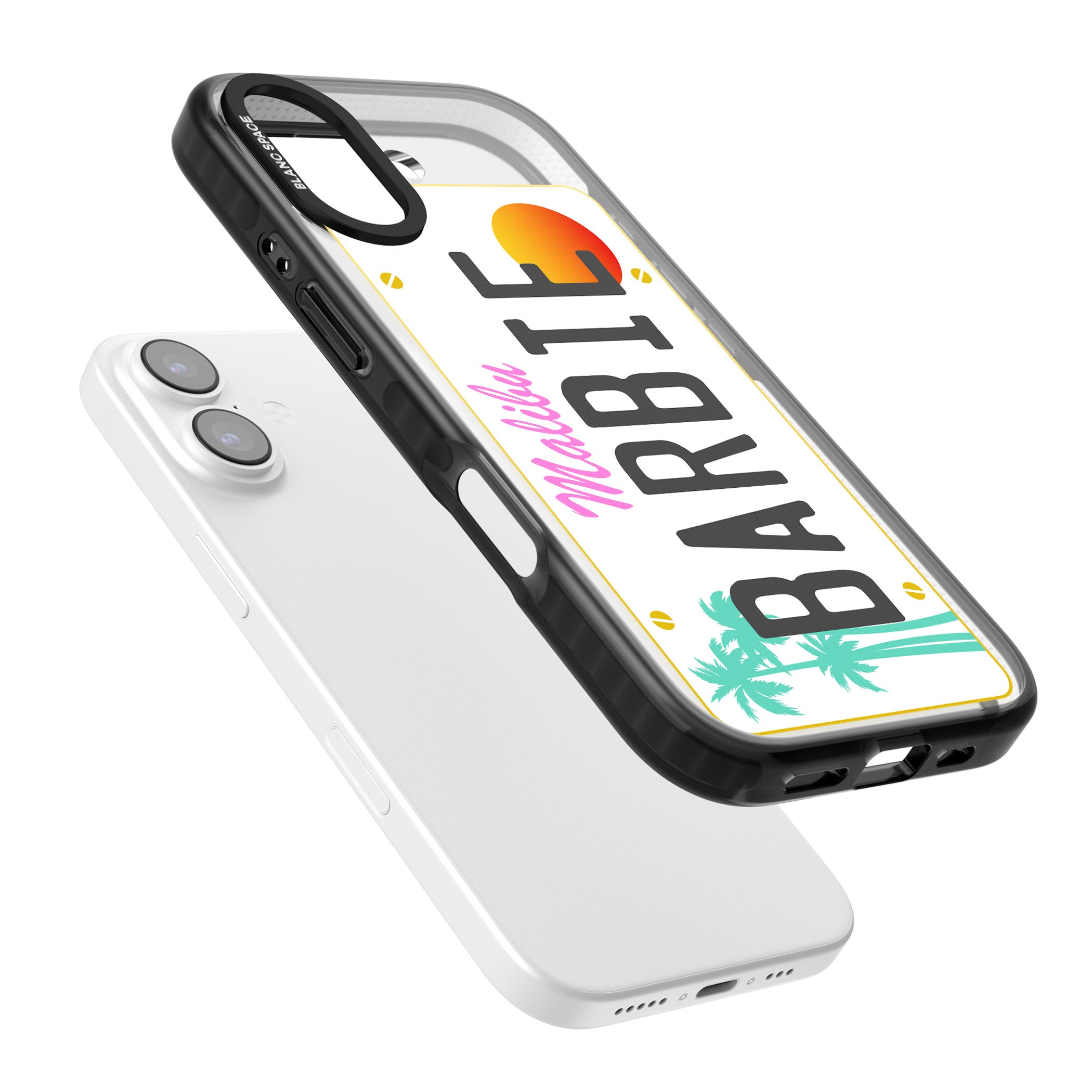 Personalised Malibu License Plate iPhone 17 Impact Pro Black Phone Case Colours