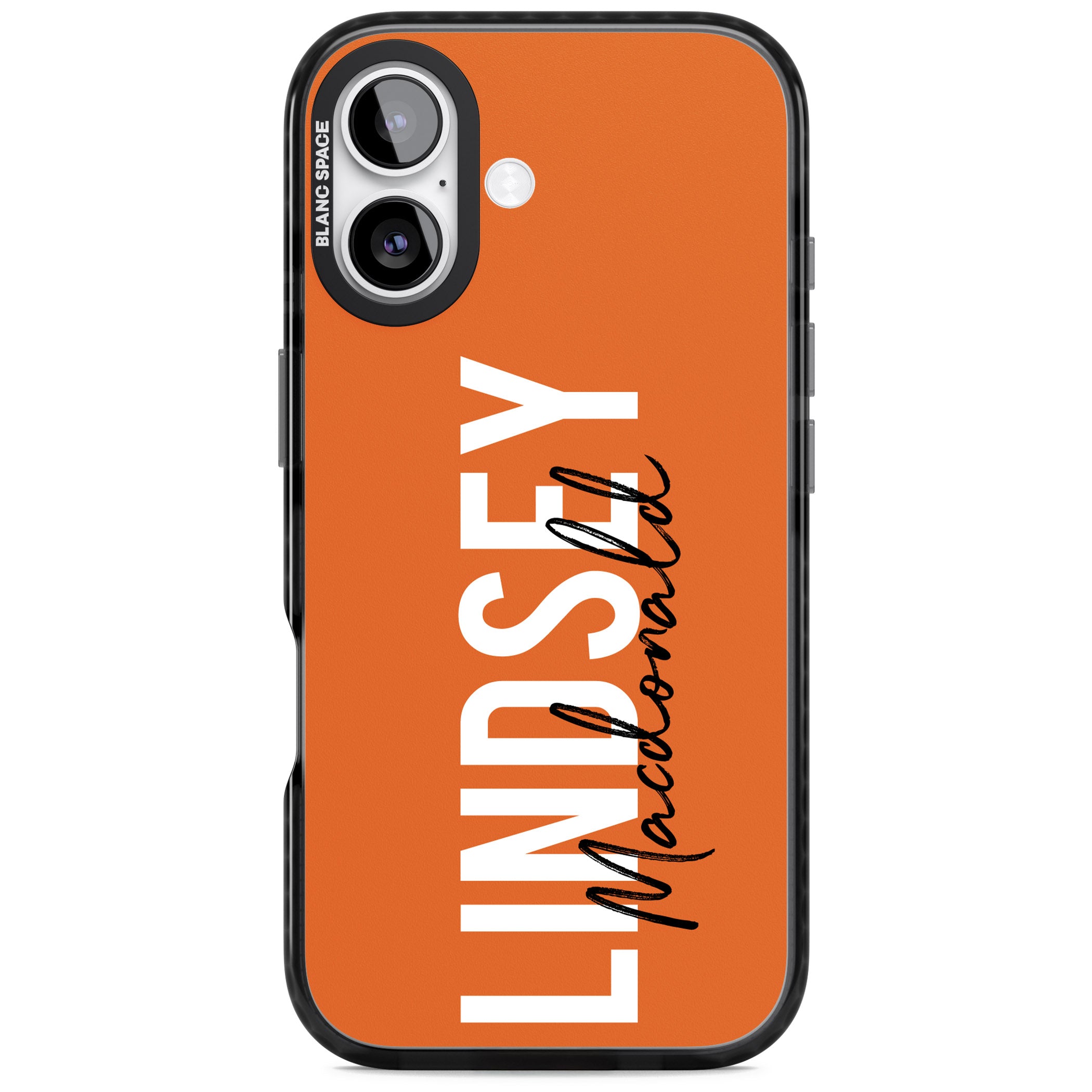 Personalised Bold Name: Orange iPhone 17 Impact Pro Black Phone Case