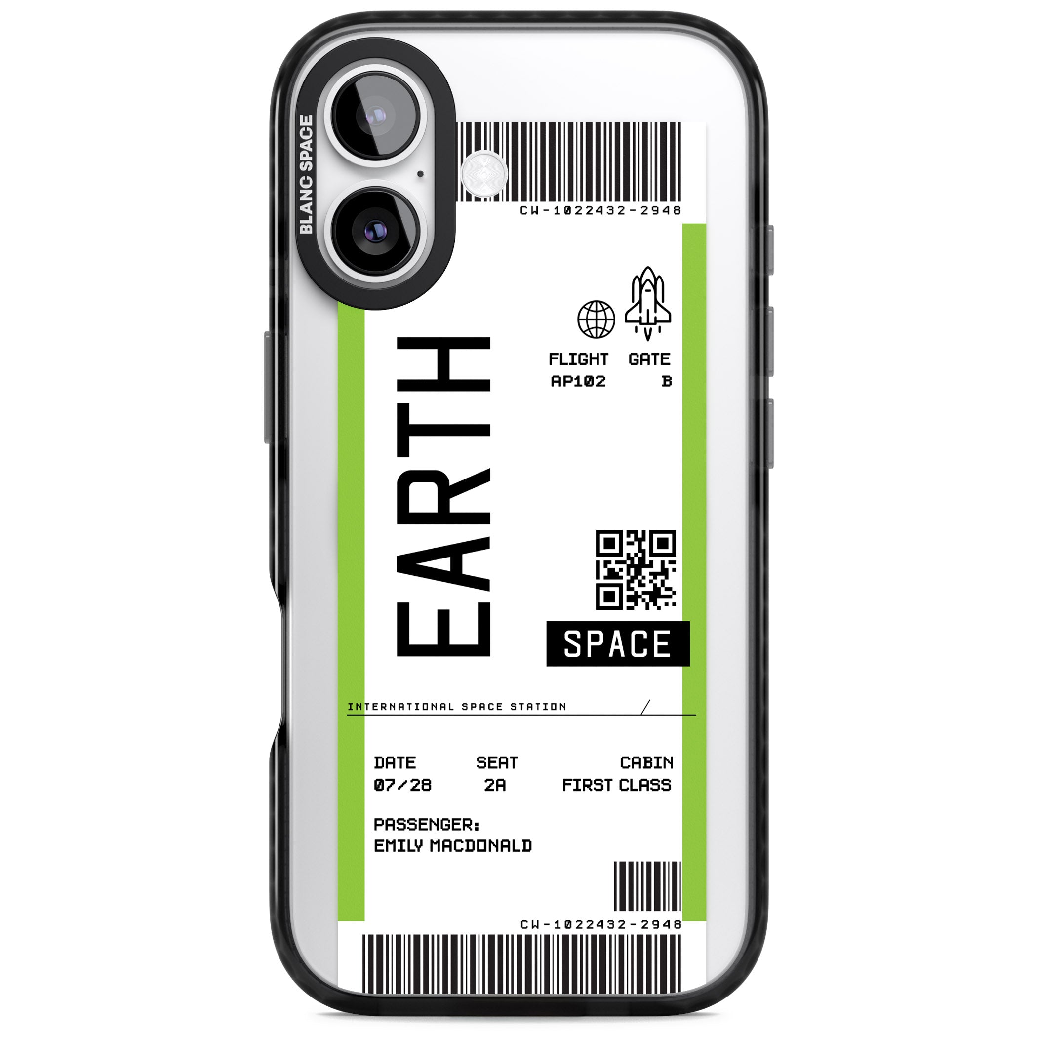 Personalised Earth Travel Ticket iPhone 17 Impact Pro Black Phone Case