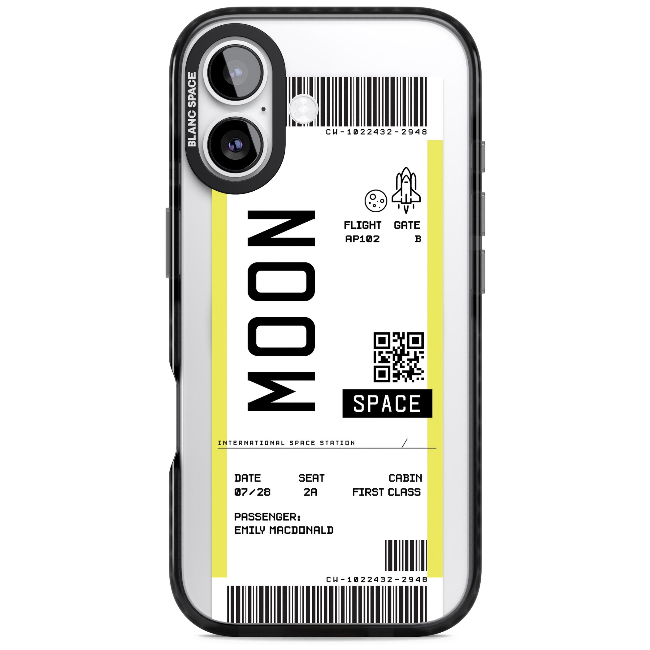 Personalised Moon Travel Ticket iPhone 17 Impact Pro Black Phone Case