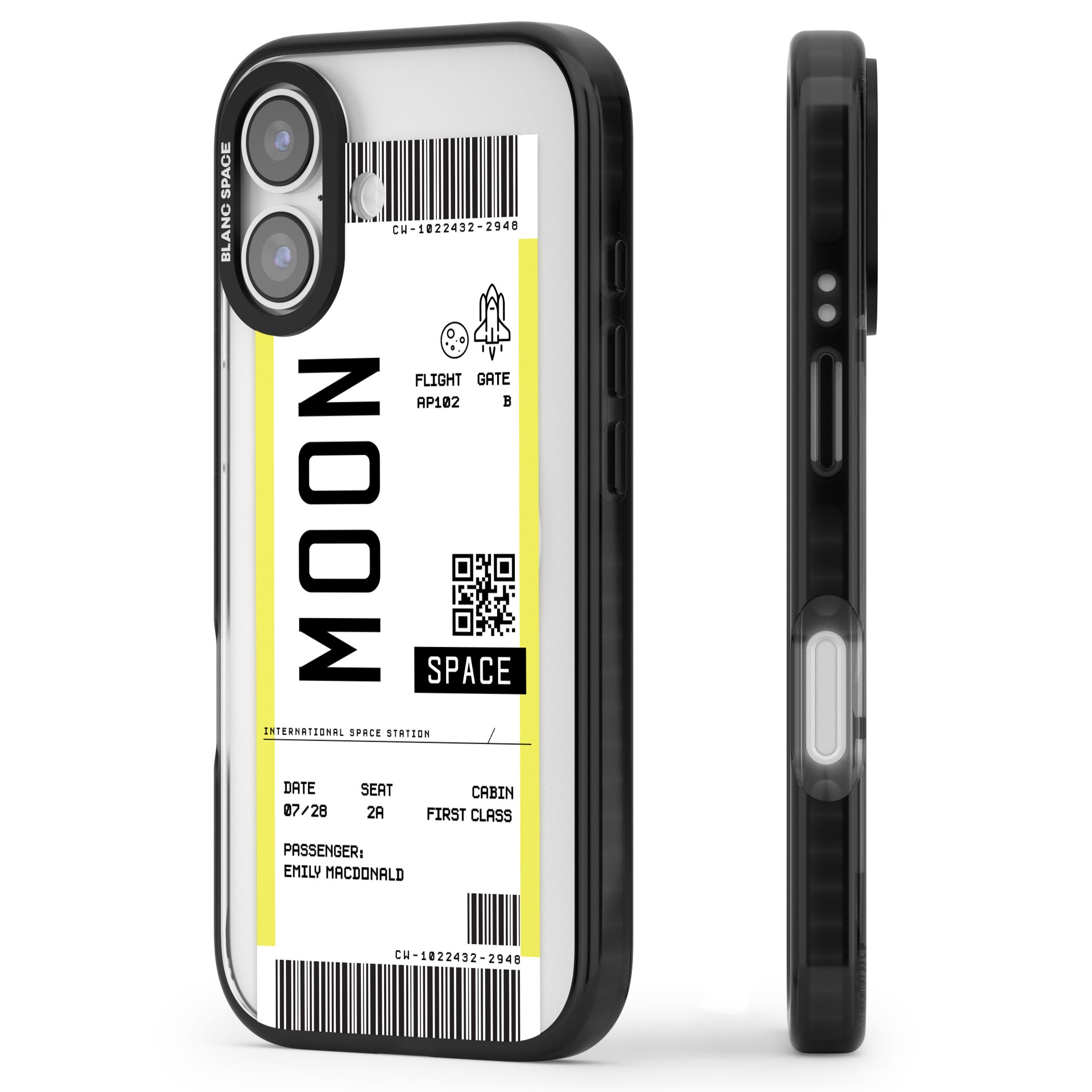 Personalised Moon Travel Ticket iPhone 17 Impact Pro Black Phone Case Side Profile