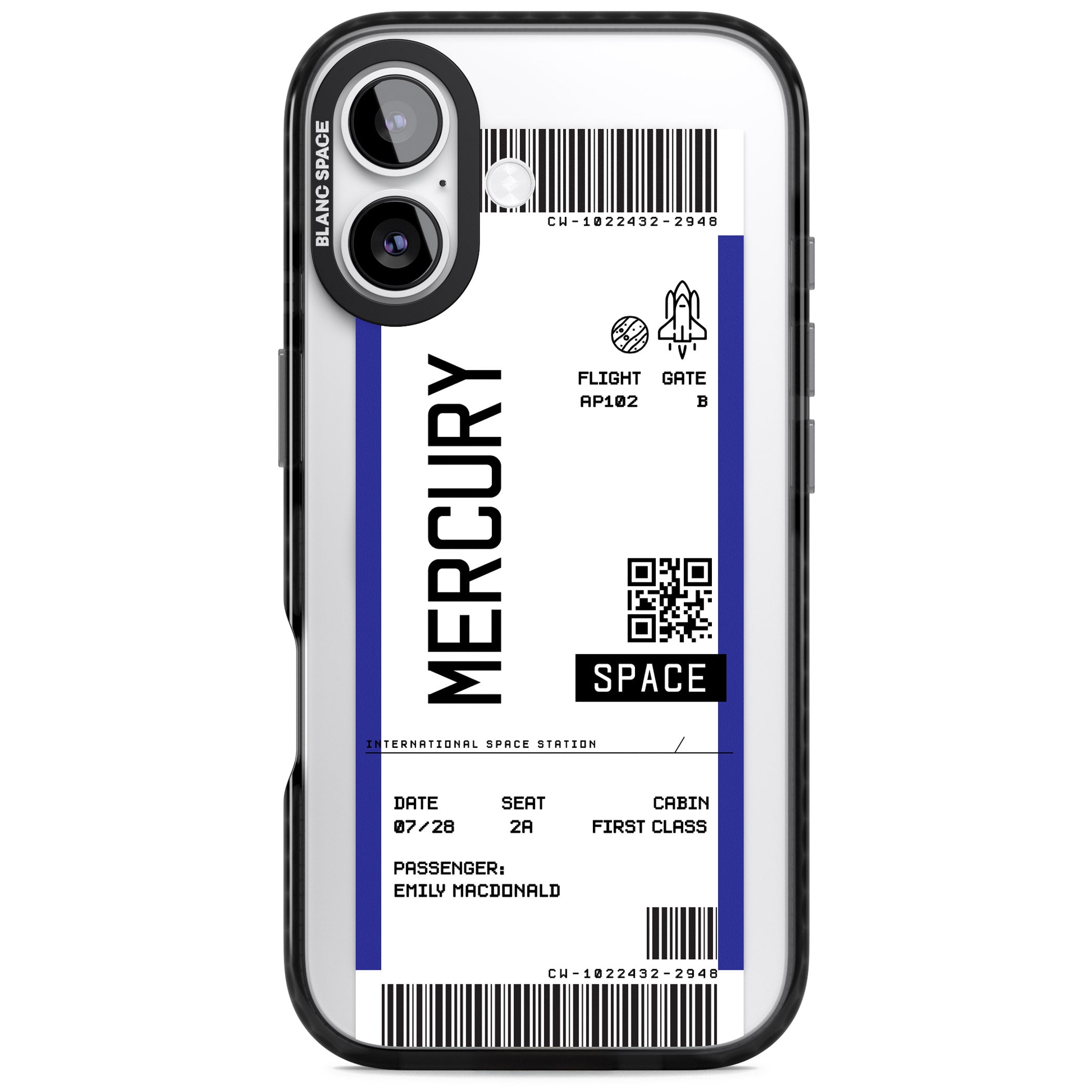 Personalised Mercury Travel Ticket iPhone 17 Impact Pro Black Phone Case