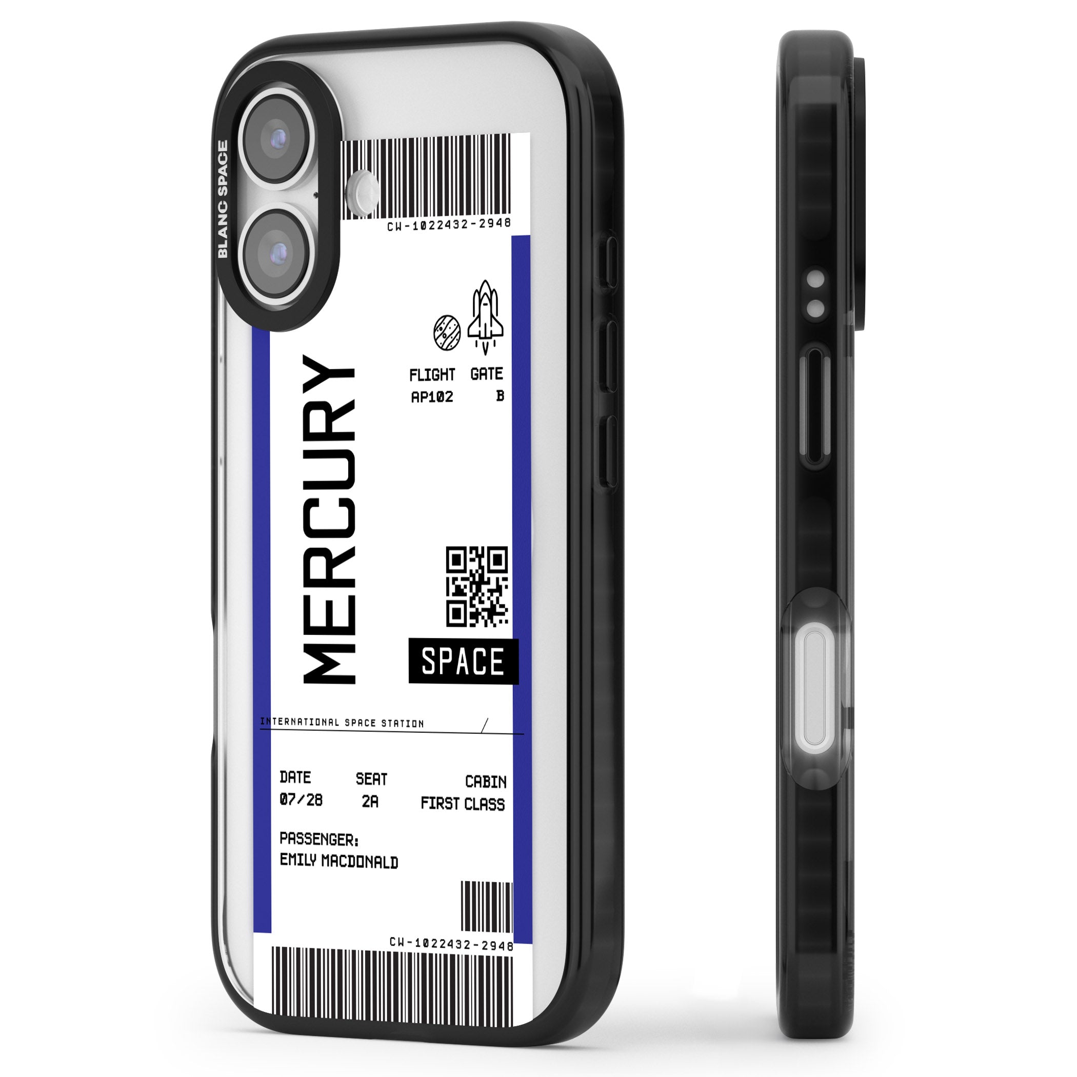 Personalised Mercury Travel Ticket iPhone 17 Impact Pro Black Phone Case Side Profile