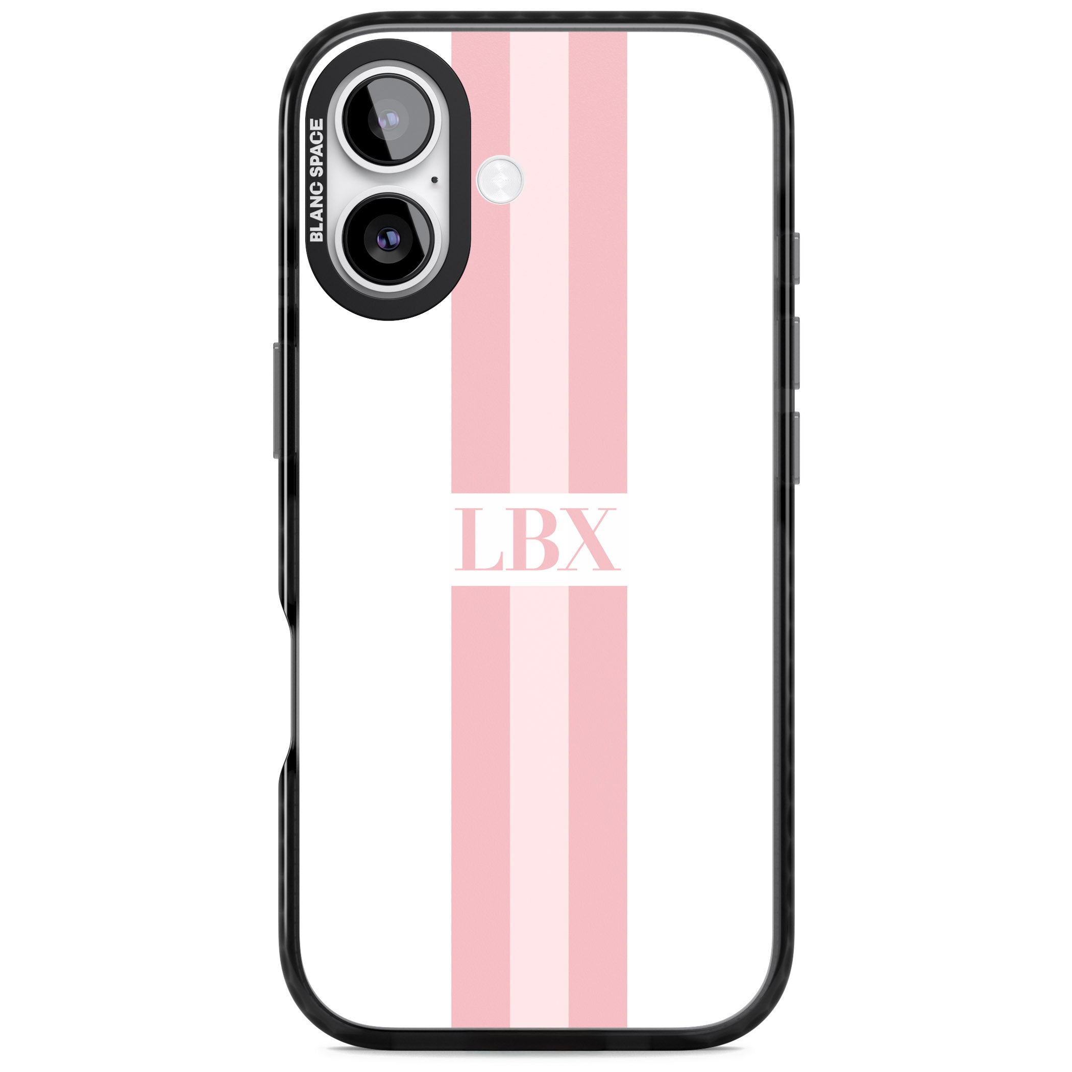 Personalised Minimal Pink Stripe iPhone 17 Impact Pro Black Phone Case