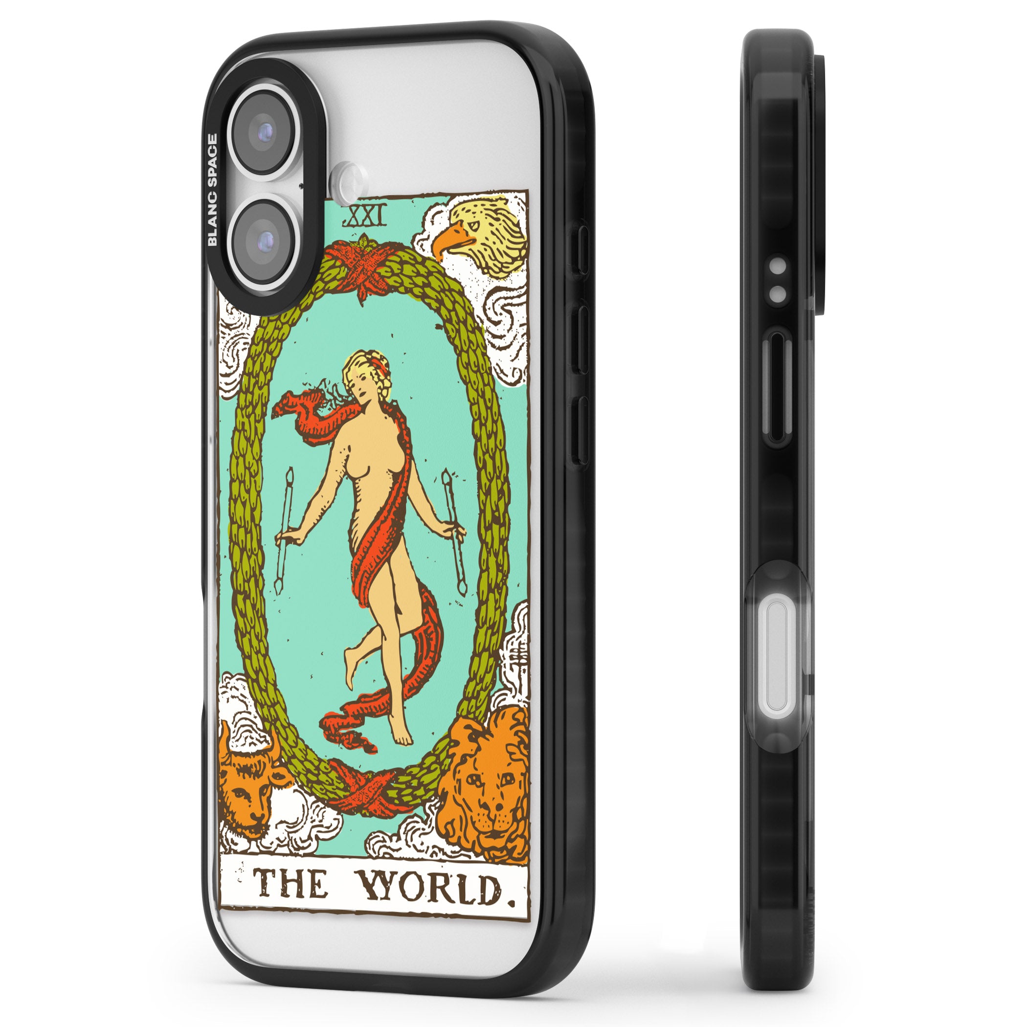 Personalised The World Tarot Card (Color) iPhone 17 Impact Pro Black Phone Case Side Profile