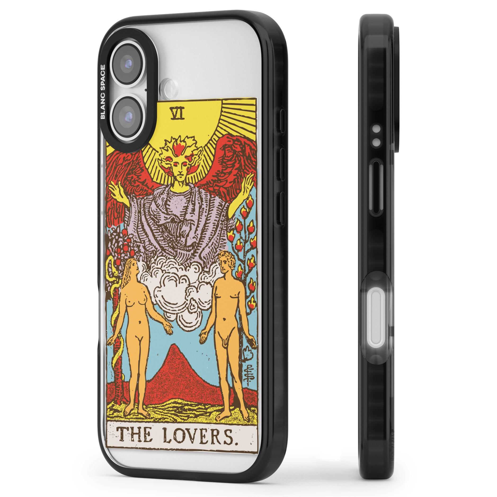 Personalised The Lovers Tarot Card (Color) iPhone 17 Impact Pro Black Phone Case Side Profile