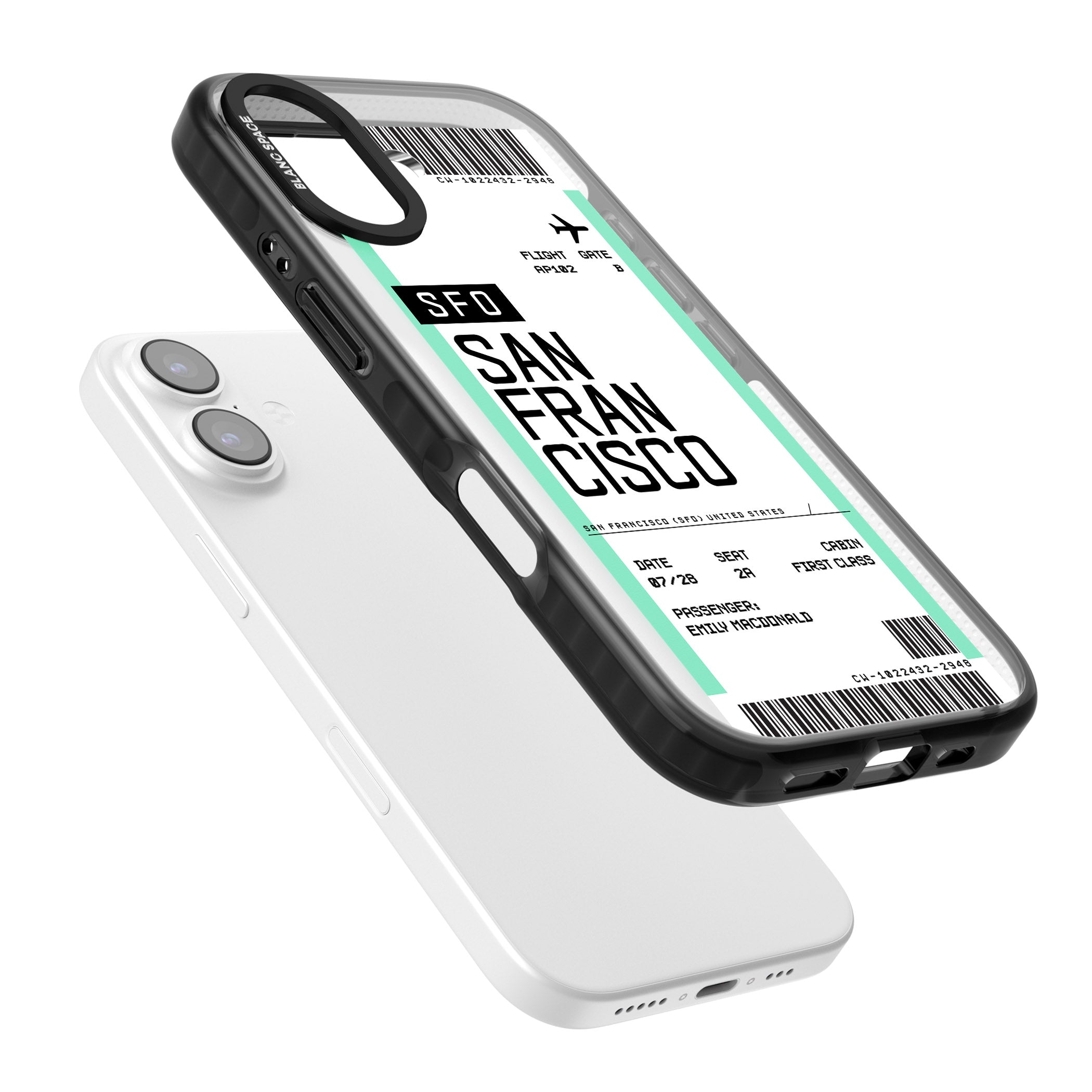 Personalised San Francisco Boarding Pass iPhone 17 Impact Pro Black Phone Case Colours