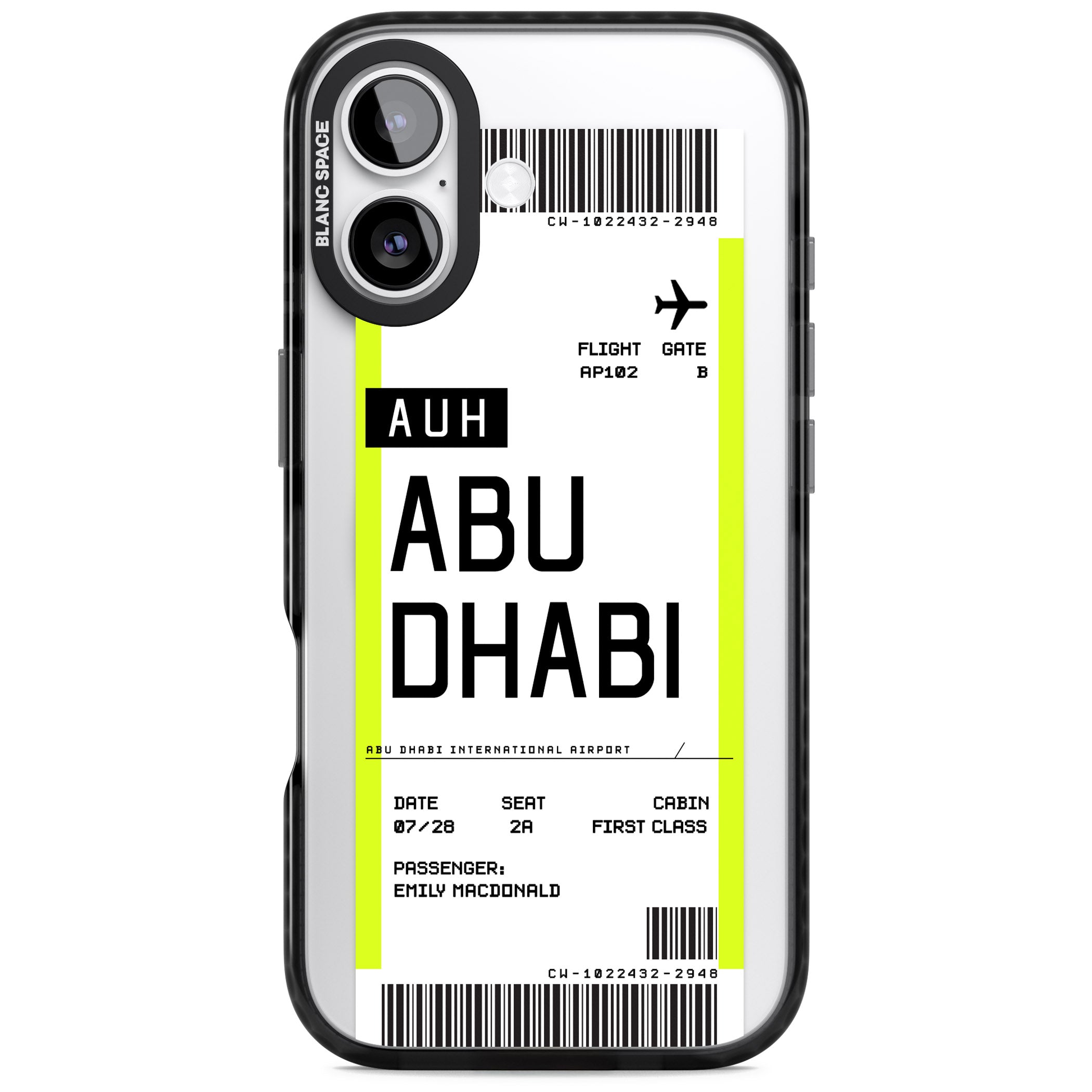Personalised Abu Dhabi Boarding Pass iPhone 17 Impact Pro Black Phone Case