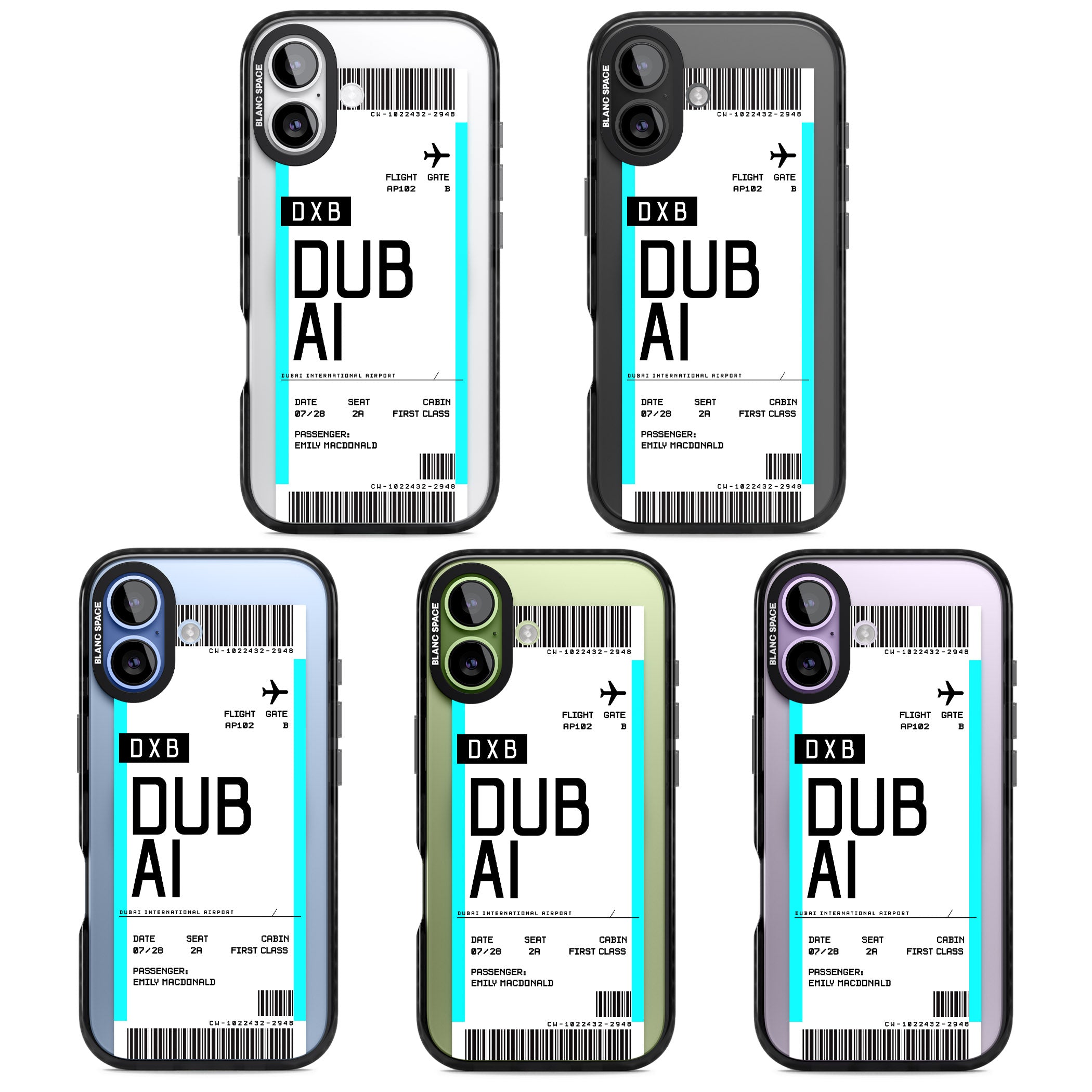 Personalised Dubai Boarding Pass iPhone 17 Impact Pro Black Phone Case APT Impact Protection