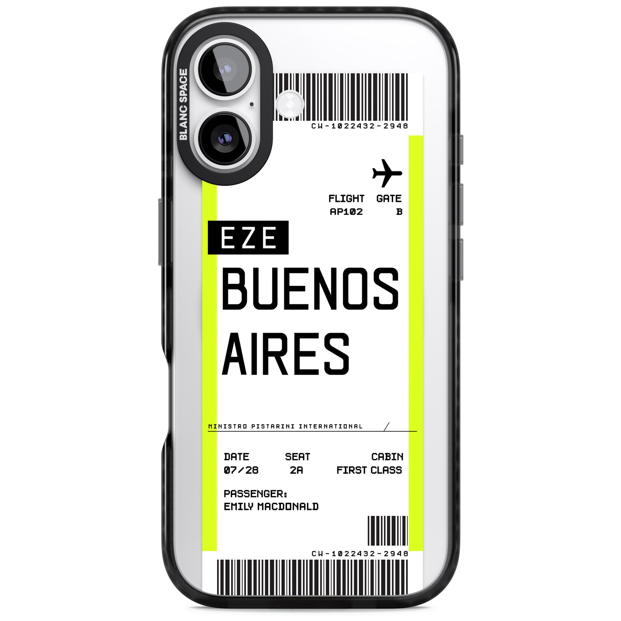 Personalised Buenos Aires Boarding Pass iPhone 17 Impact Pro Black Phone Case