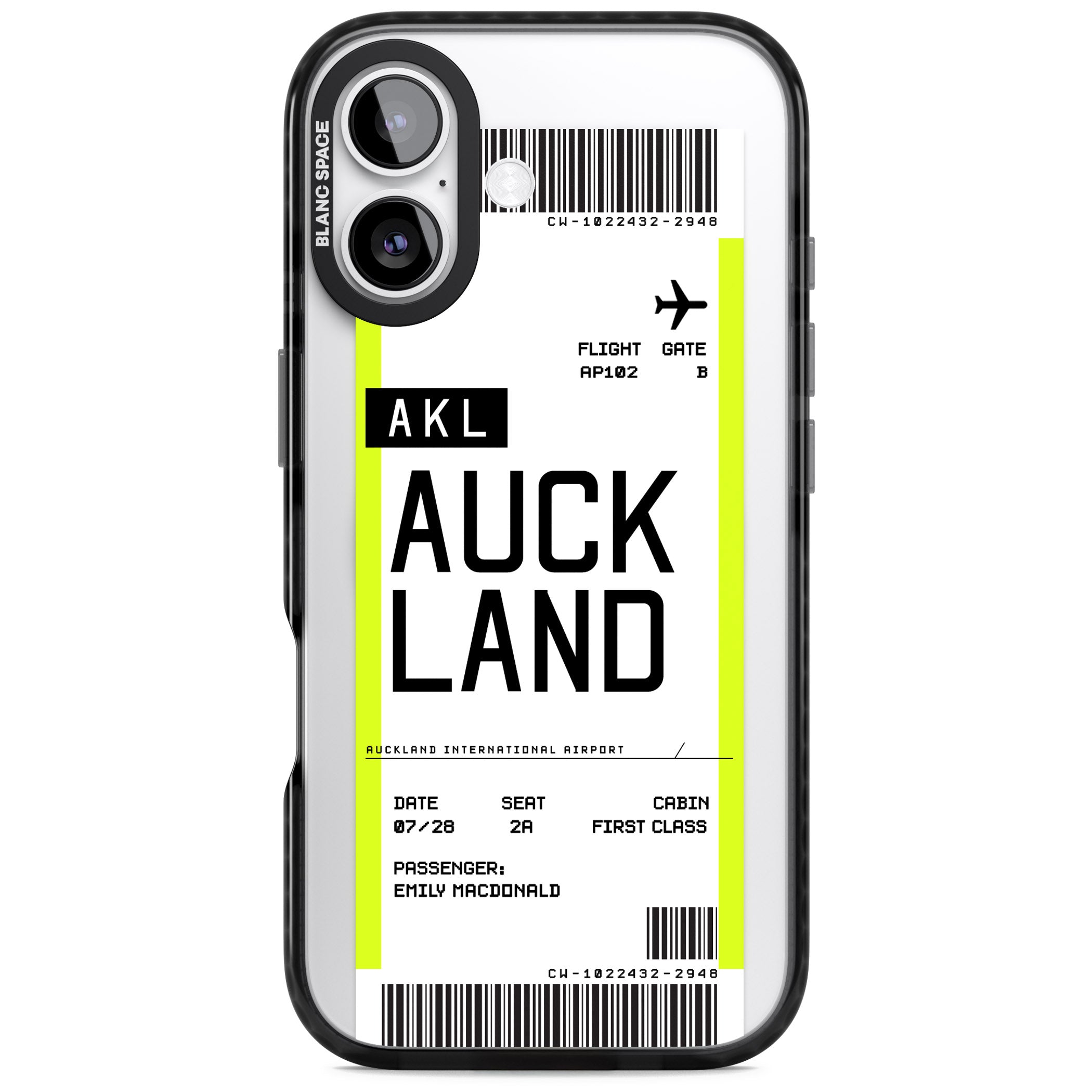 Personalised Auckland Boarding Pass iPhone 17 Impact Pro Black Phone Case