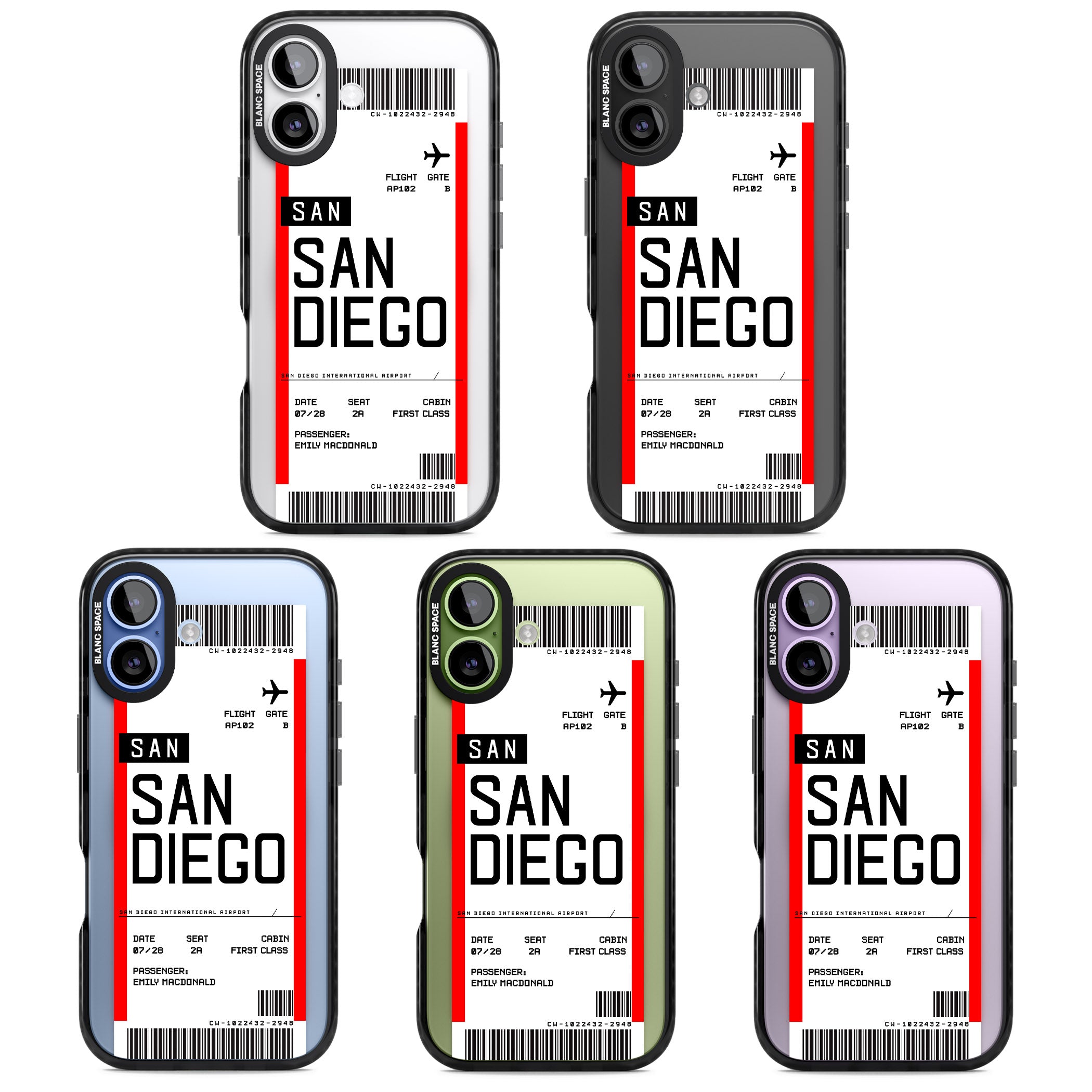 Personalised San Diego Boarding Pass iPhone 17 Impact Pro Black Phone Case APT Impact Protection