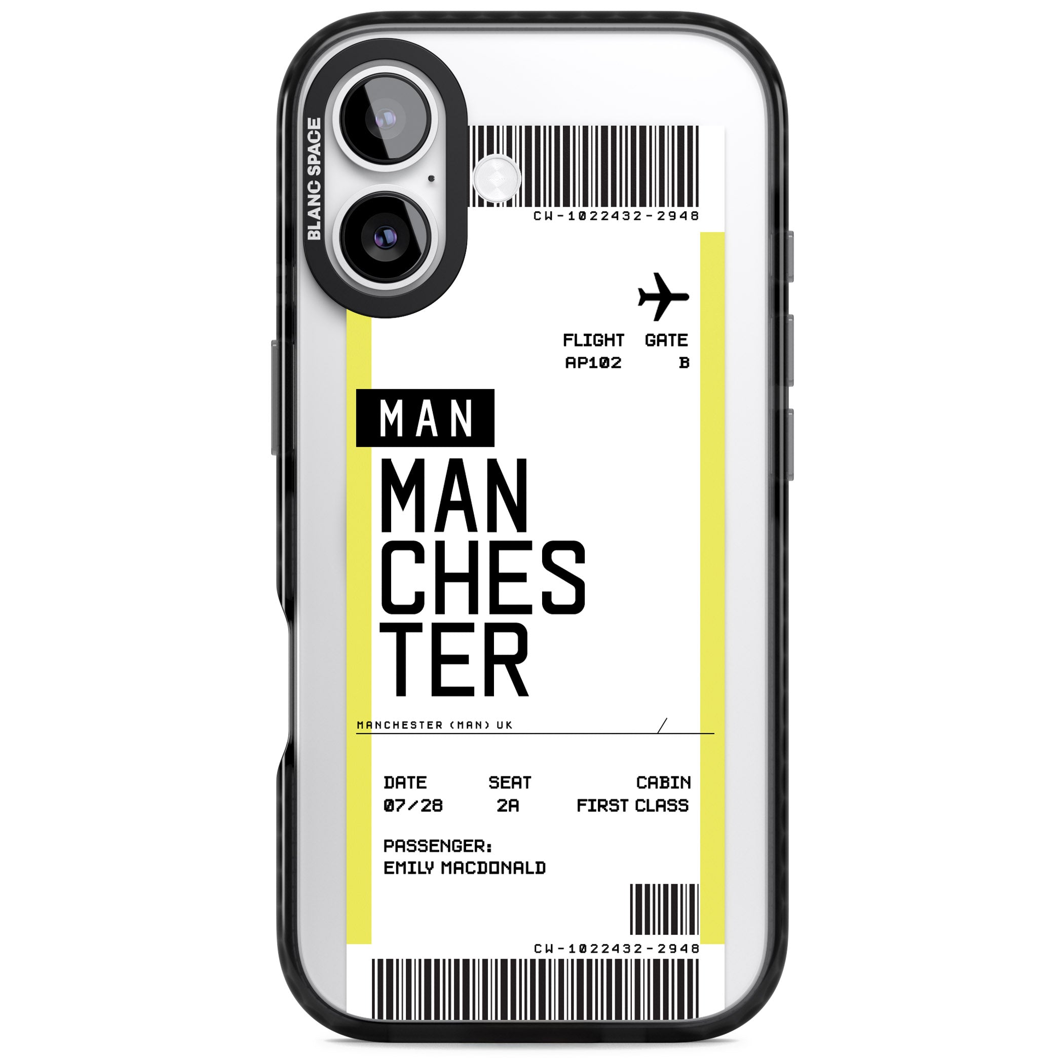 Personalised Manchester Boarding Pass iPhone 17 Impact Pro Black Phone Case